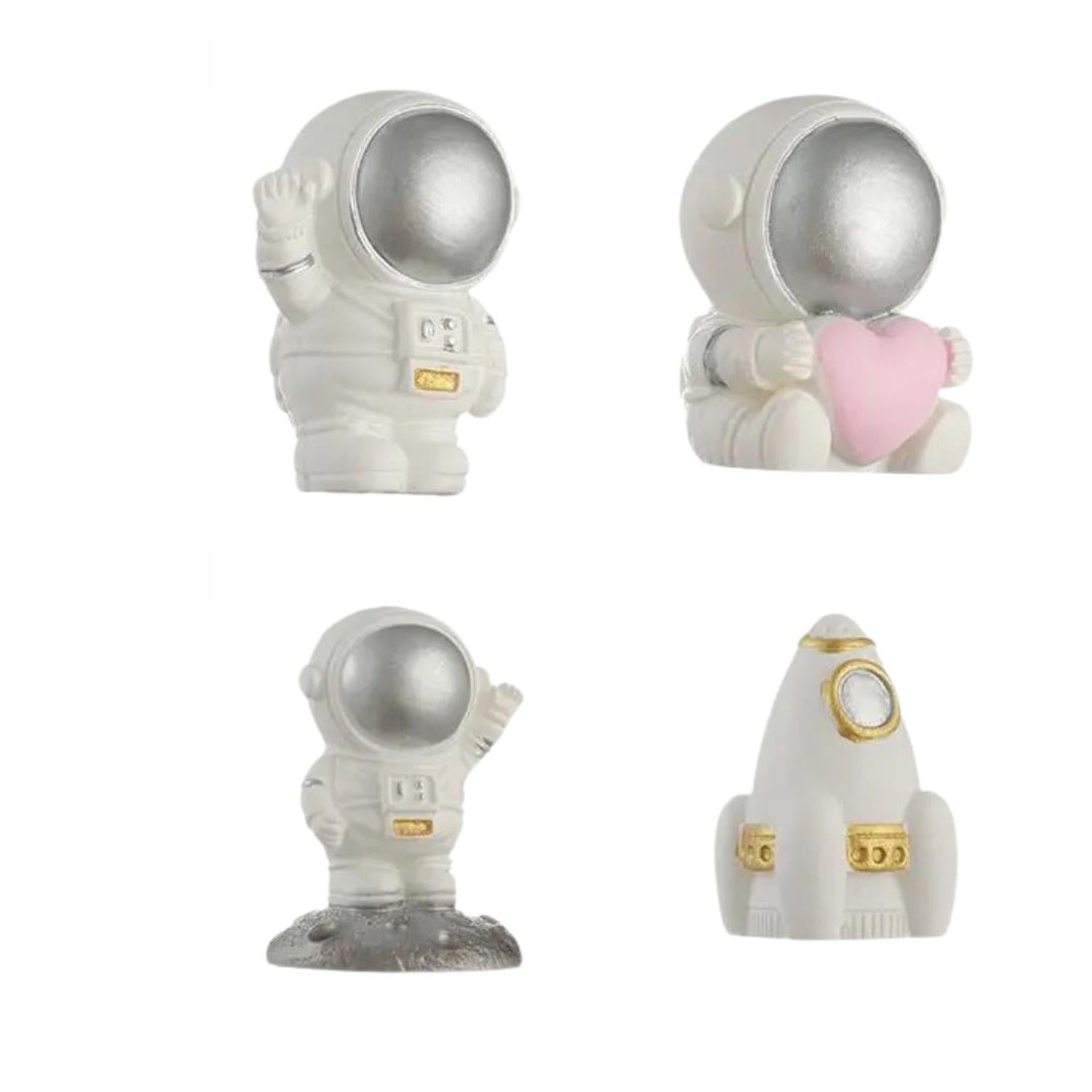 PACK 4 ASTRONAUTAS MINIATURA DECORACIÓN DE HOGAR - PLATEADO TAMAÑO TALLA ÚNICA - 1