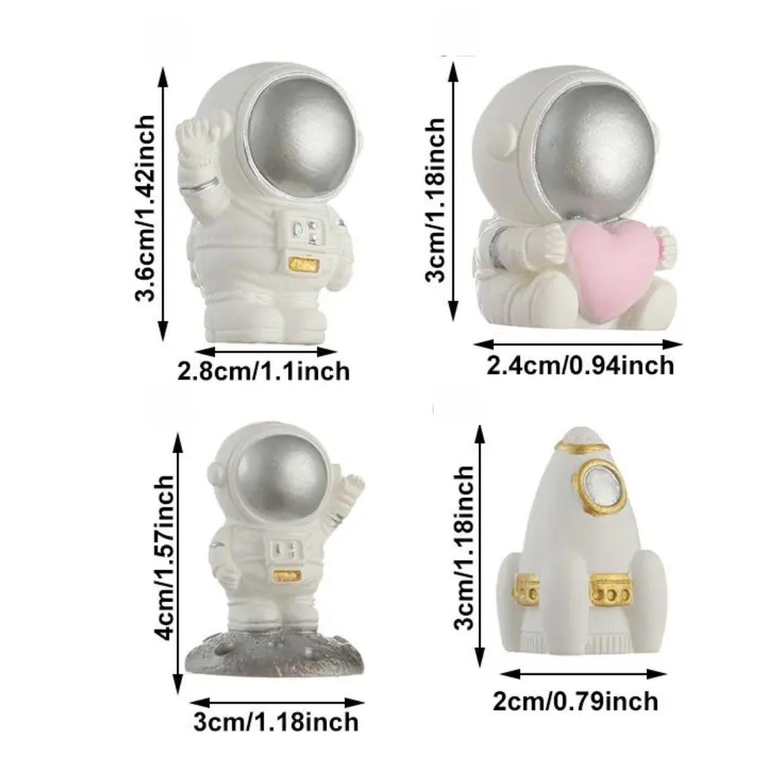 PACK 4 ASTRONAUTAS MINIATURA DECORACIÓN DE HOGAR - PLATEADO TAMAÑO TALLA ÚNICA - 2