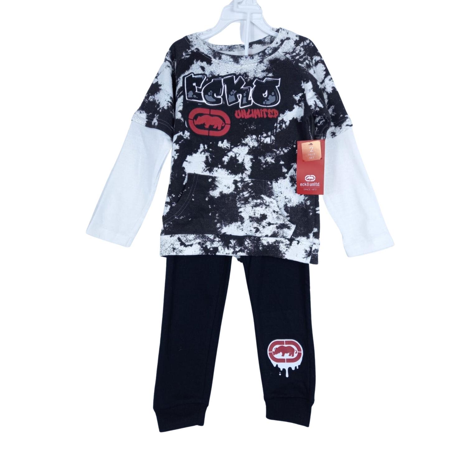 CONJUNTO BUZO 2 PIEZAS ECKO RED PARA NIÑOS - NEGRO NEGRO TAMAÑO 5 - 1