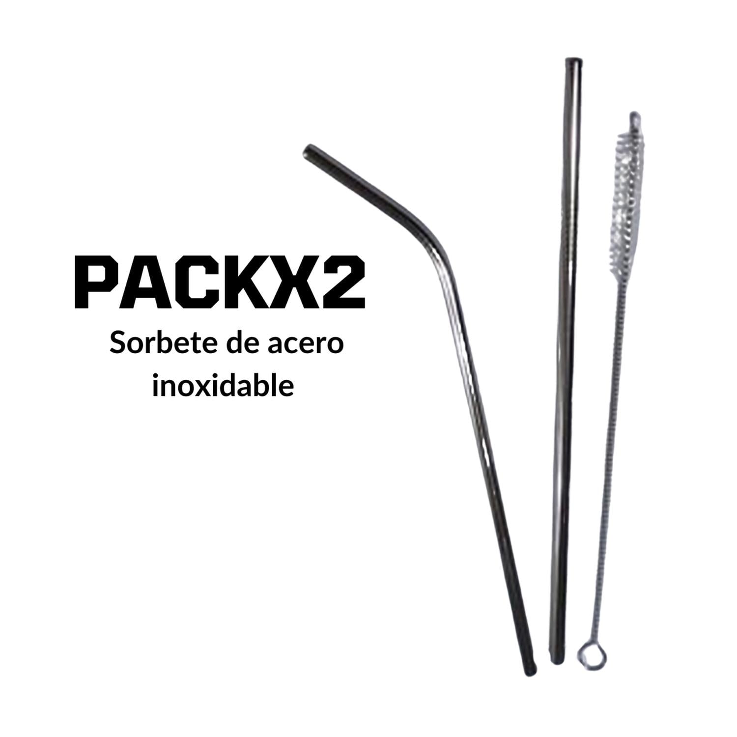 PACKX2 SORBETE DE ACERO INOXIDABLE TAMAÑO TALLA ÚNICA - 2