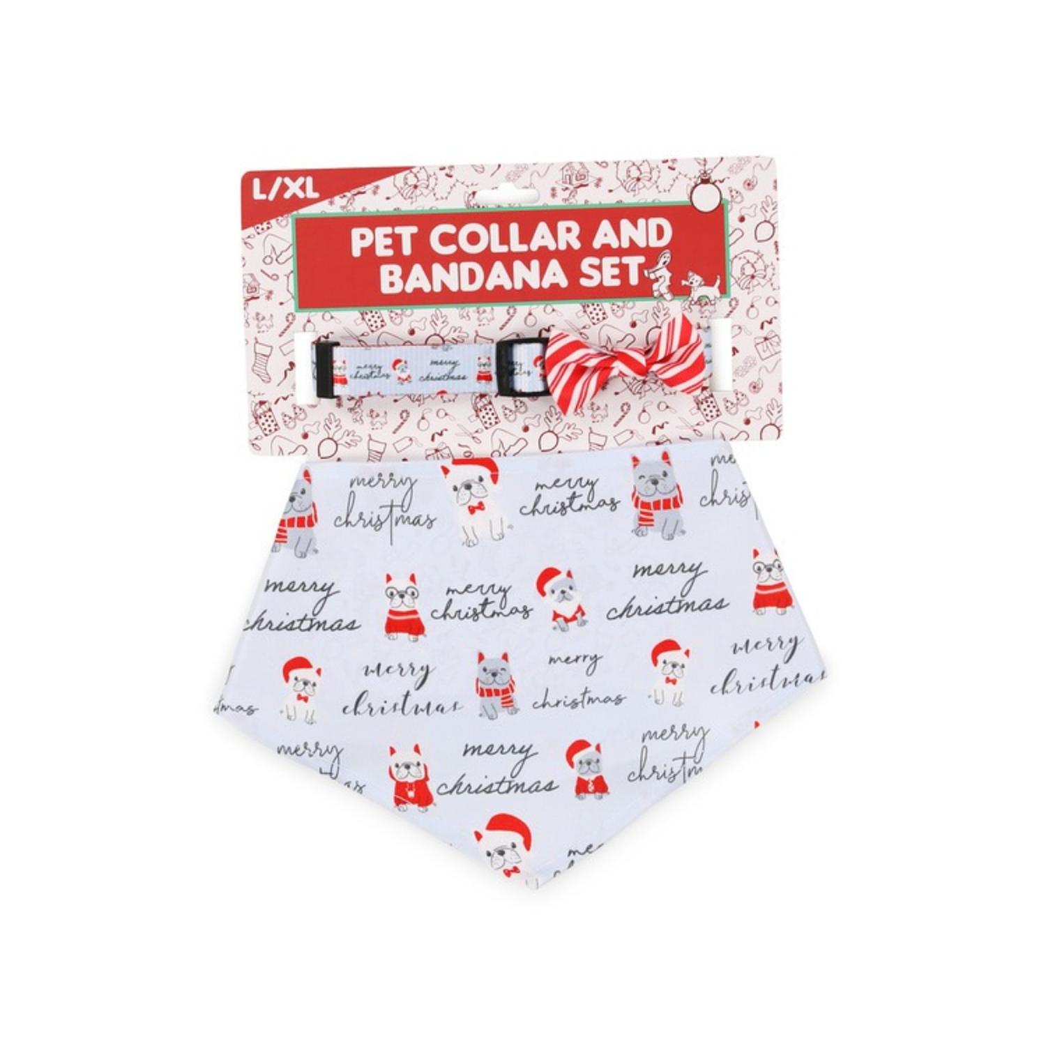 SET COLLAR CON MOÑO Y BADANA PARA PERRO - NAVIDEÑO - 1
