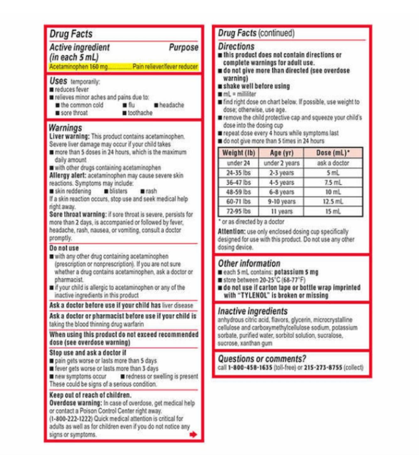 SUSPENSIÓN TYLENOL PARA NIÑOS SABOR CEREZA 120 ML ROJO - 2