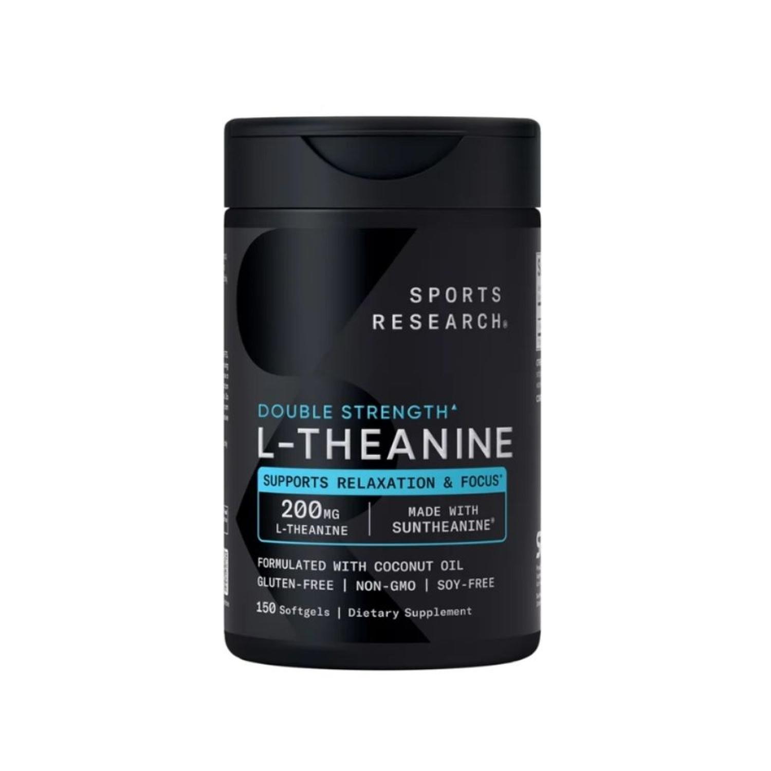 SUPLEMENTO DE L-TEANINA SUNTHEANINE 200 MG SPORTS RESEARCH - 150 CÁPSULAS BLANDAS NEGRO - 1