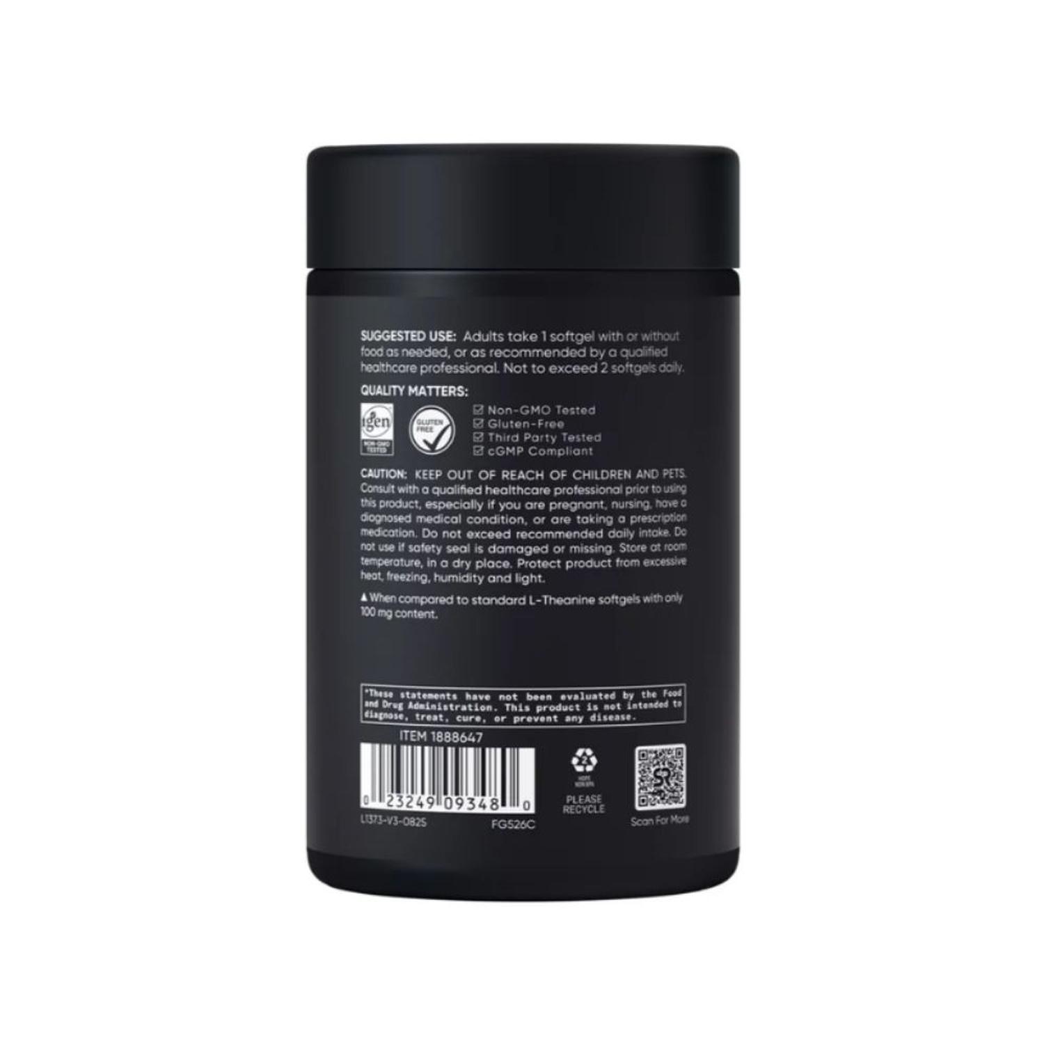 SUPLEMENTO DE L-TEANINA SUNTHEANINE 200 MG SPORTS RESEARCH - 150 CÁPSULAS BLANDAS NEGRO - 2