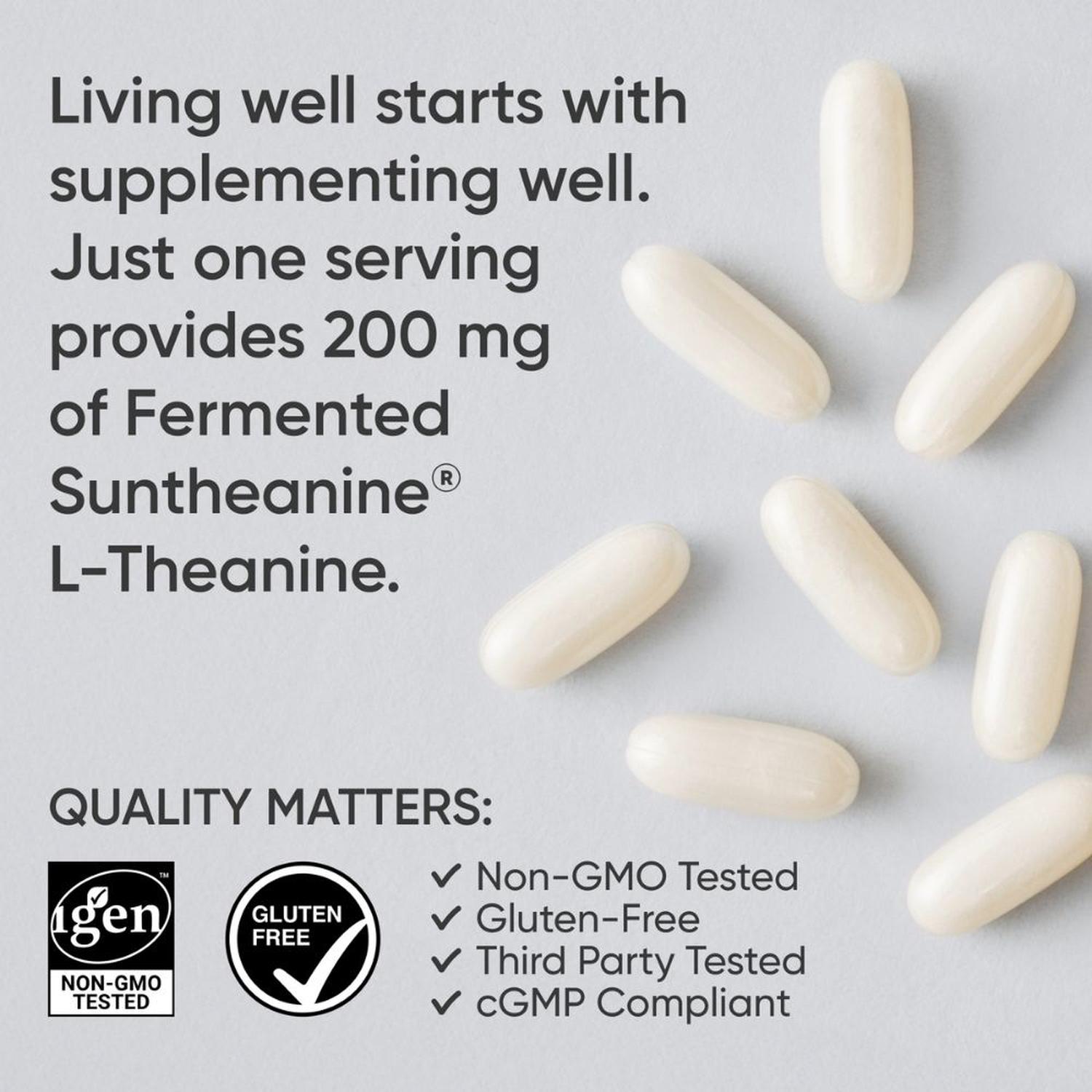 SUPLEMENTO DE L-TEANINA SUNTHEANINE 200 MG SPORTS RESEARCH - 150 CÁPSULAS BLANDAS NEGRO - 6