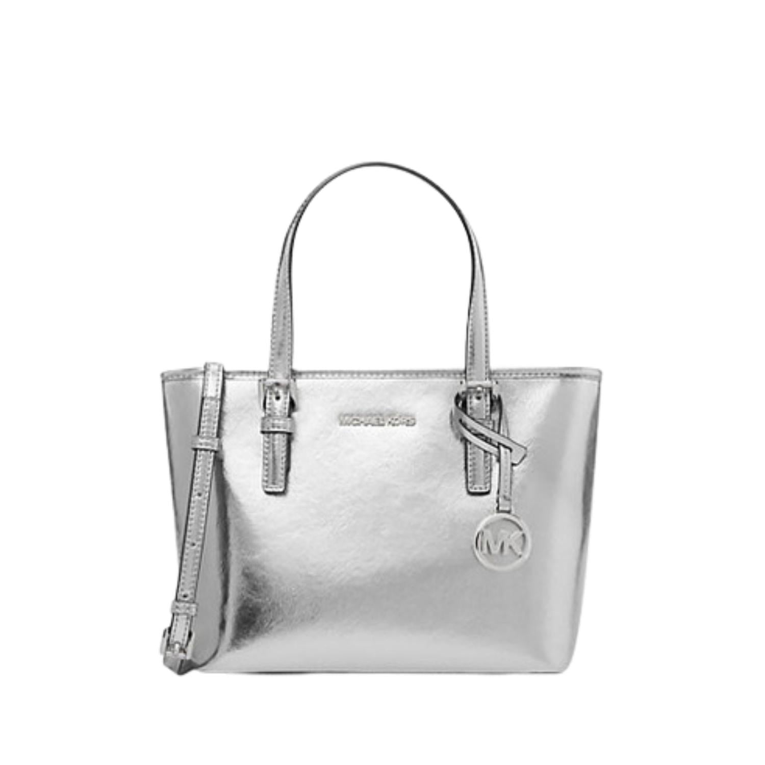CARTERA DOBLE ASA MICHAEL KORS XS METALLIC TOP-ZIP TOTE BAG - PLATEADO TAMAÑO TALLA ÚNICA - 1