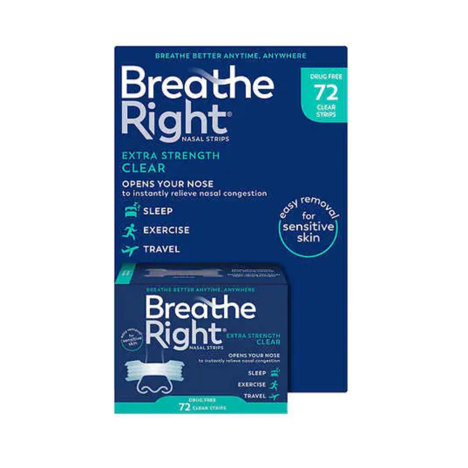 BANDAS NASALES ANTIRONQUIDOS BREATHE RIGHT PIEL SENSIBLE - 72 TIRAS BLANCO TAMAÑO TALLA UNICA - 1