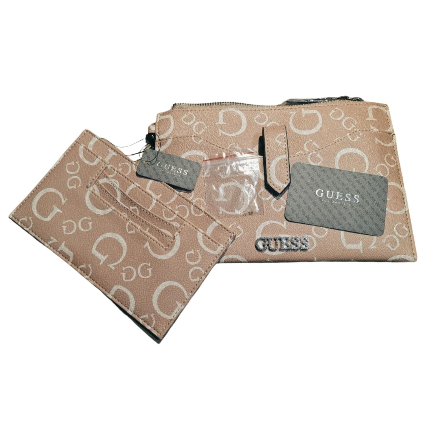 SET CARTERA DE MANO Y TARJETERO GUESS CASPIAN SLG - ROSA PALO TAMAÑO TALLA ÚNICA - 1