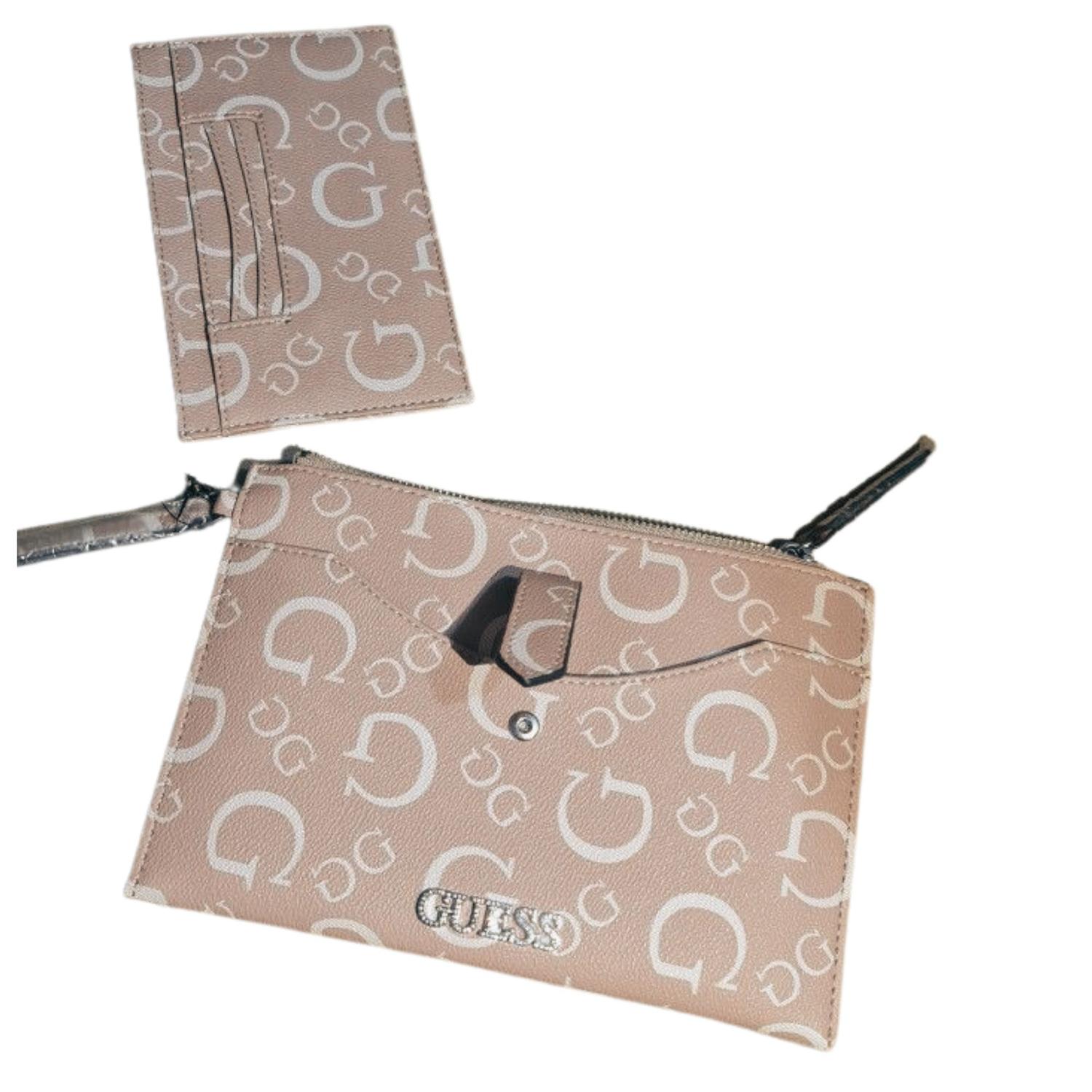 SET CARTERA DE MANO Y TARJETERO GUESS CASPIAN SLG - ROSA PALO TAMAÑO TALLA ÚNICA - 4