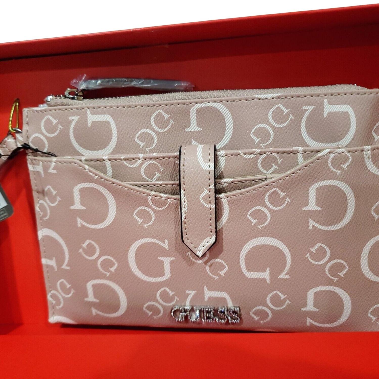 SET CARTERA DE MANO Y TARJETERO GUESS CASPIAN SLG - ROSA PALO TAMAÑO TALLA ÚNICA - 5