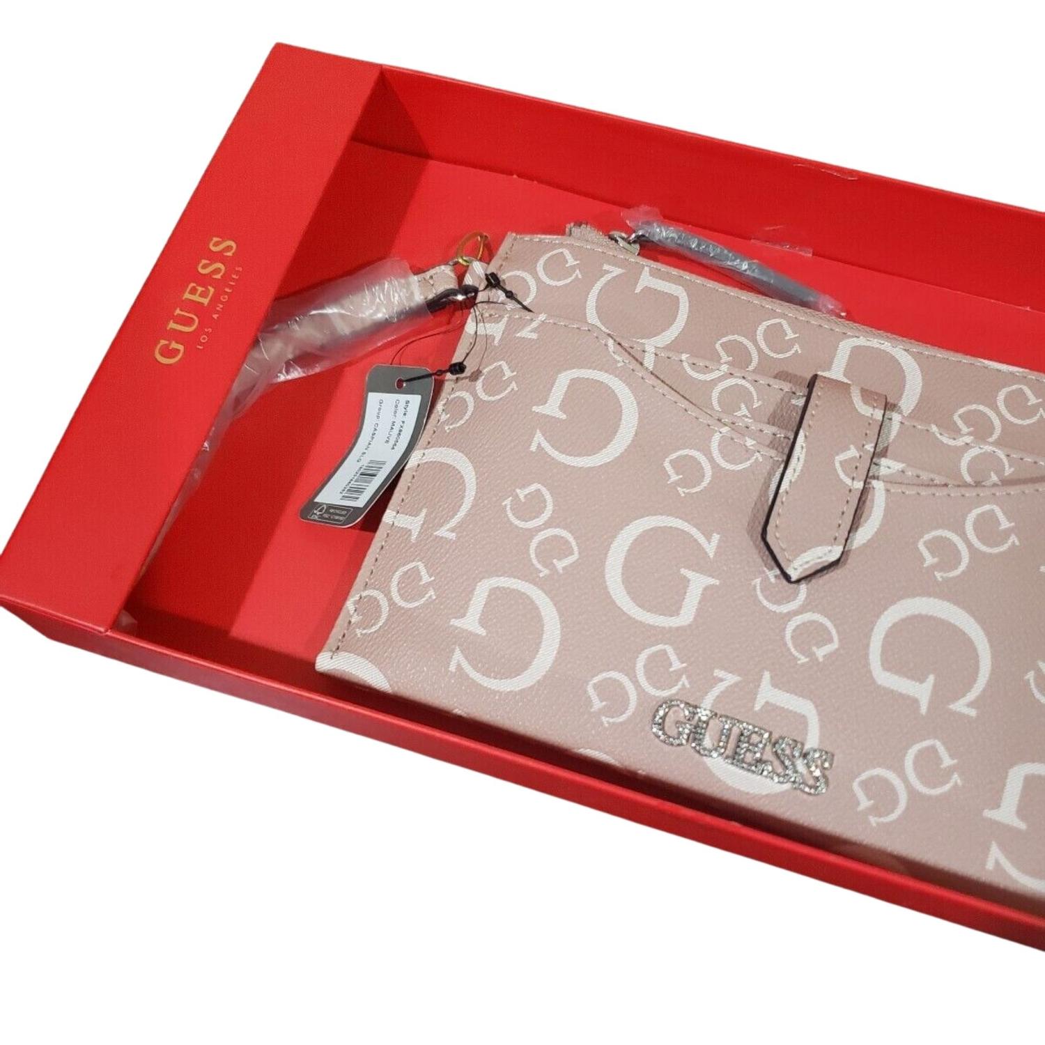 SET CARTERA DE MANO Y TARJETERO GUESS CASPIAN SLG - ROSA PALO TAMAÑO TALLA ÚNICA - 6