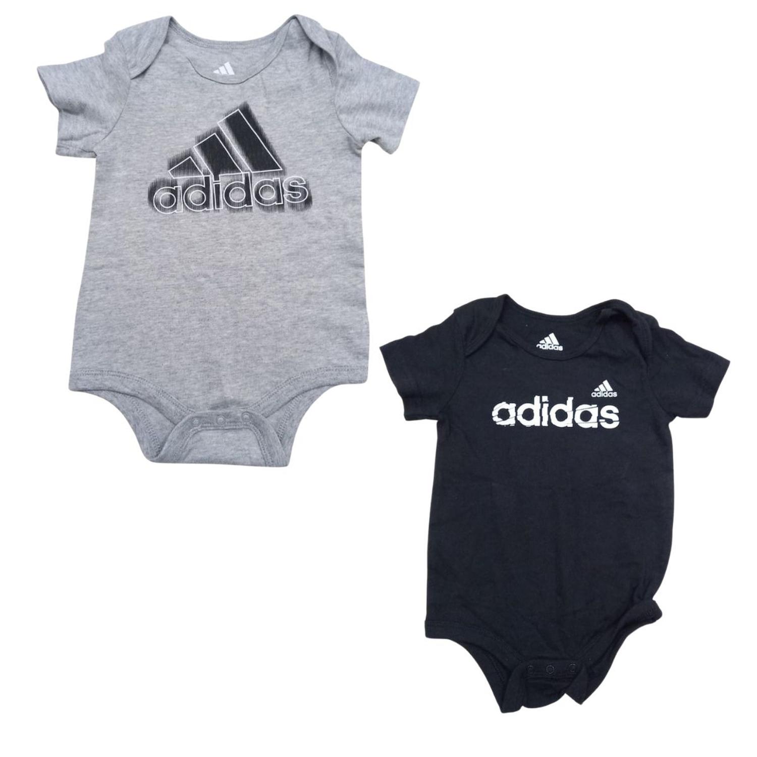 PACKX2 BEBECRECE BODYSUIT ADIDAS - GRIS Y NEGRO TAMAÑO 0 A 3 MESES - 1