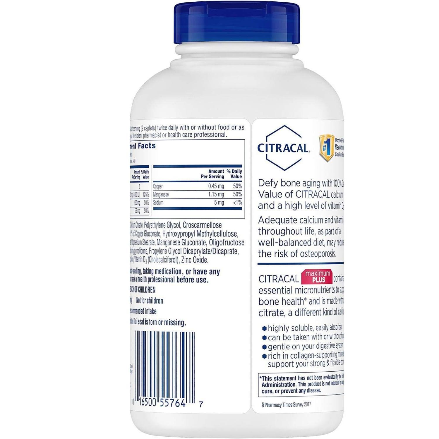 CITRATO DE CALCIO CITRACAL + D3 280 TABLETAS BLANCO TAMAÑO TALLA ÚNICA - 2