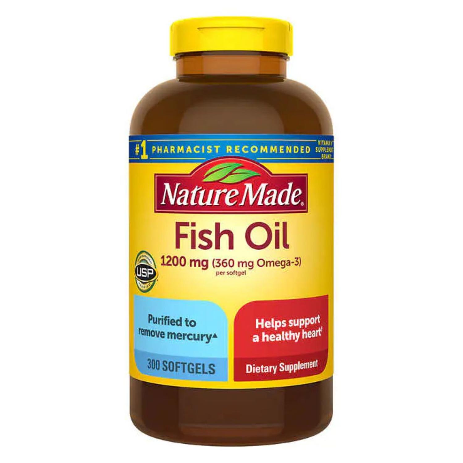 ACEITE DE PESCADO 1200 MG NATURE MADE 300 CÁPSULAS BLANDAS AMARILLO TAMAÑO TALLA UNICA - 1