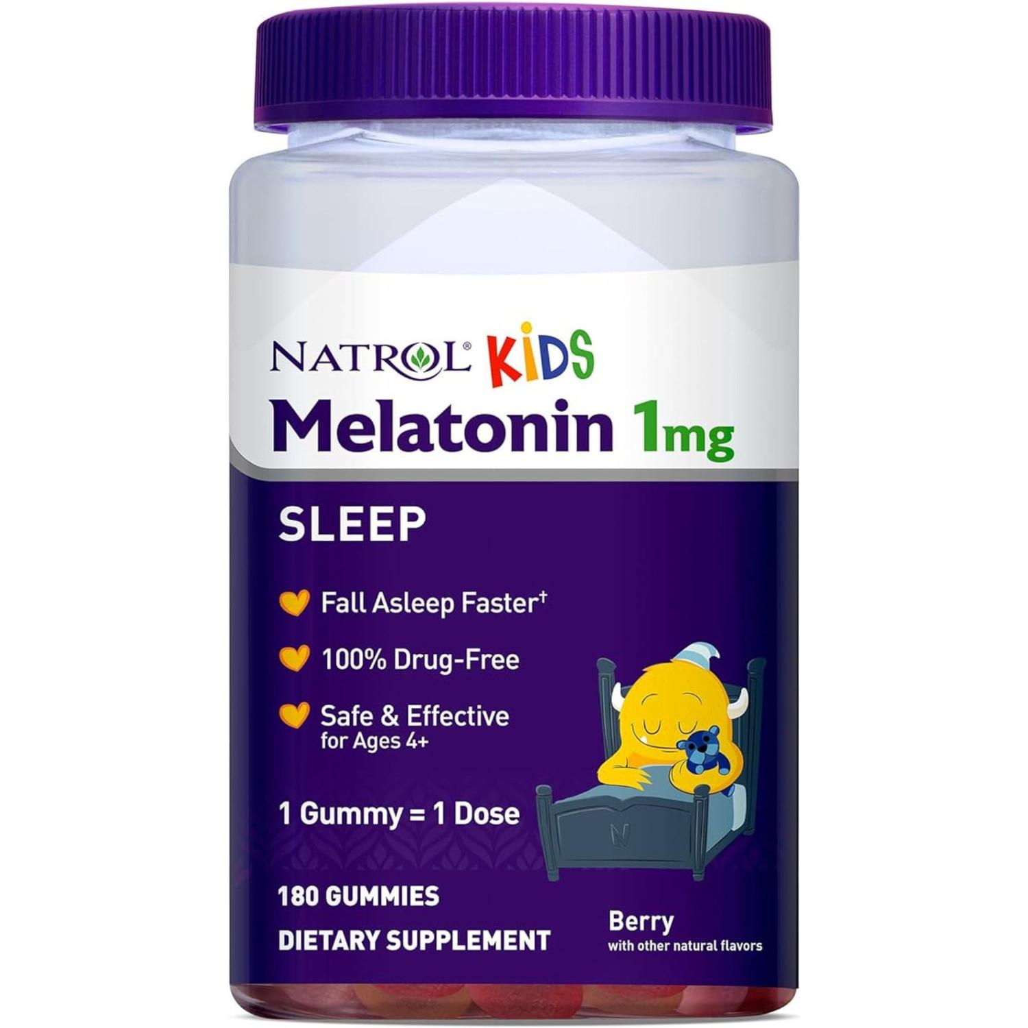 MELATONINA EN GOMITAS NATROL PARA NIÑOS 1 MG - 180 GOMITAS PURPURA TAMAÑO TALLA ÚNICA - 1