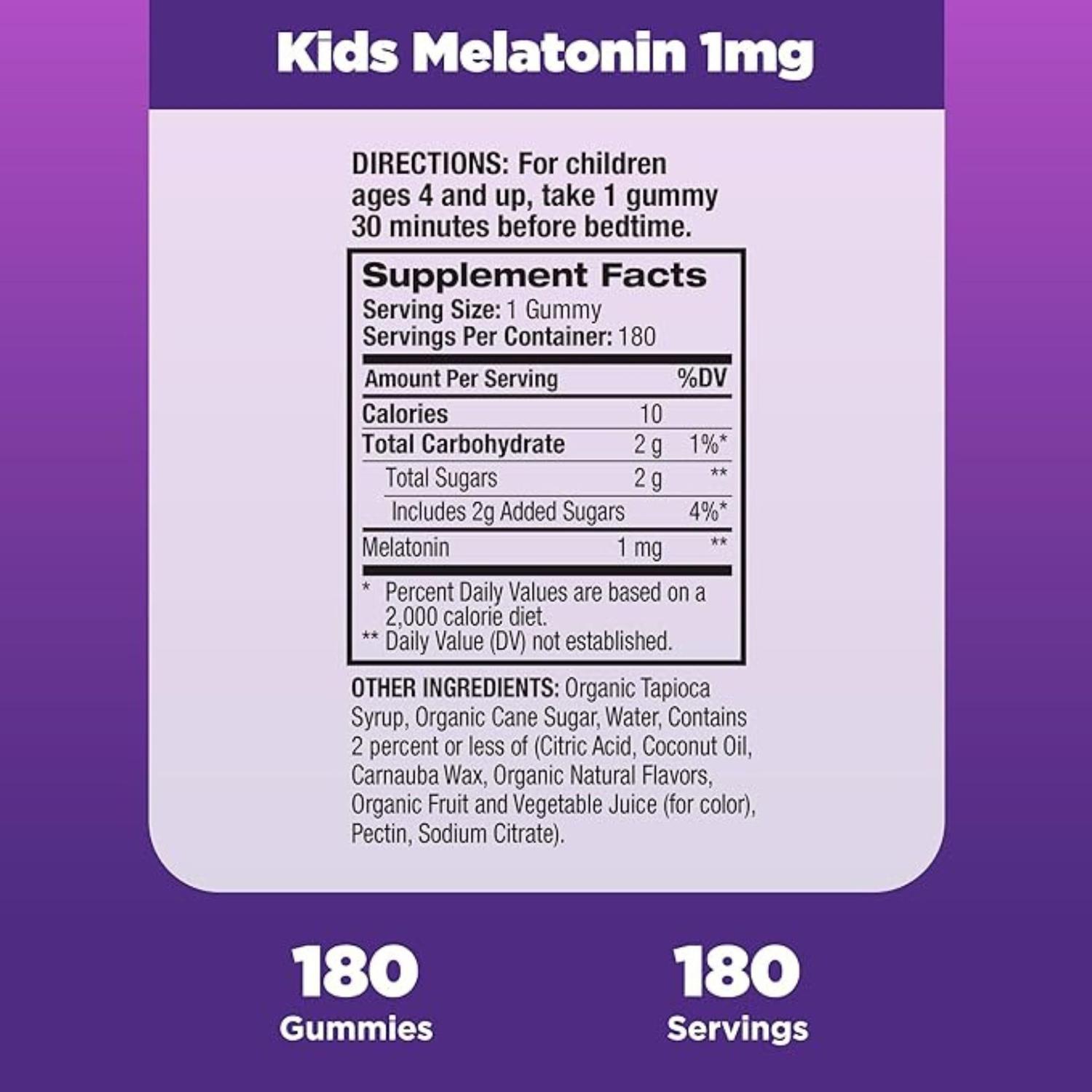 MELATONINA EN GOMITAS NATROL PARA NIÑOS 1 MG - 180 GOMITAS PURPURA TAMAÑO TALLA ÚNICA - 2