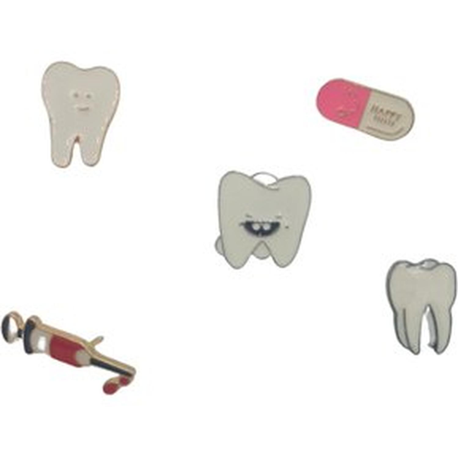 PIN O PINES DE METAL DISEÑO DIENTES DENTISTA PACKX5 TAMAÑO S - 1
