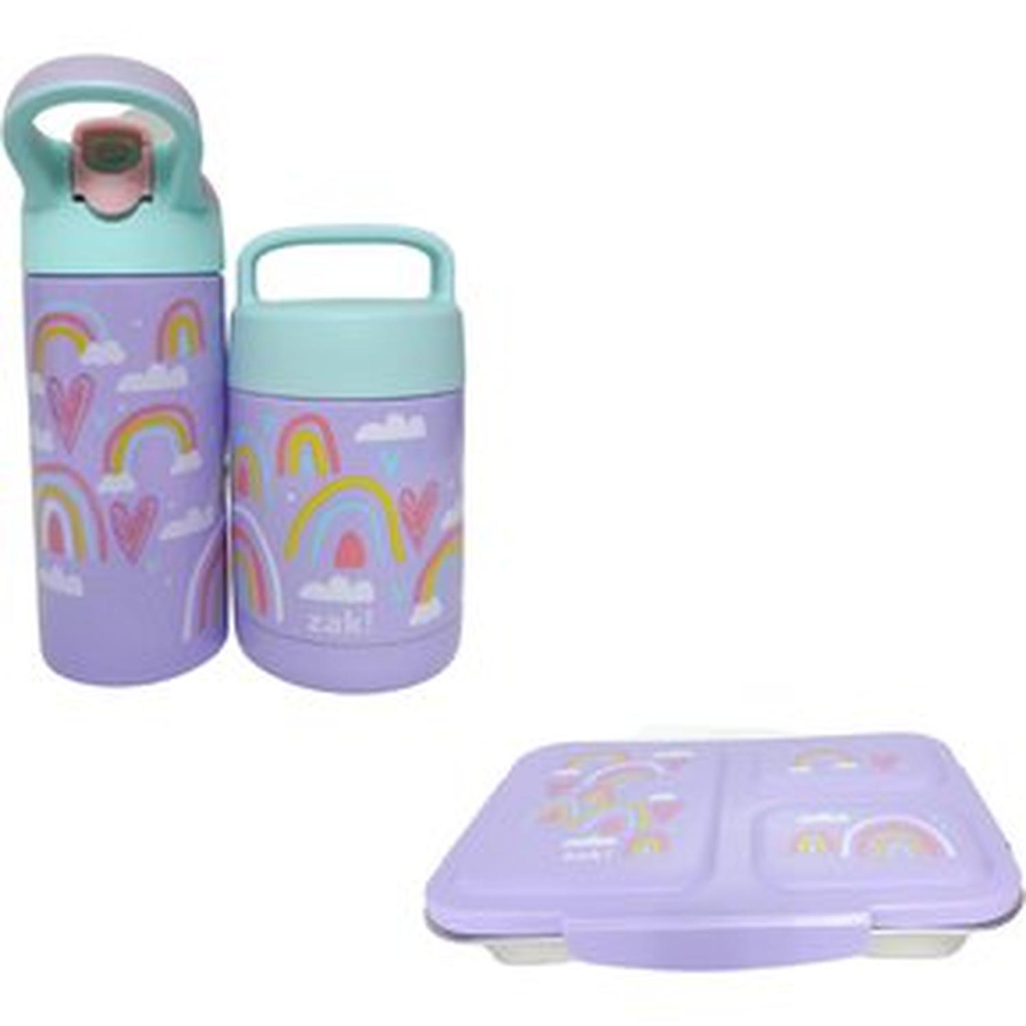 PACK X 3 LONCHERA ZAK! DESIGNS KIDS ACERO INOXIDABLE - MORADO ARCOÍRIS TAMAÑO 10 - 1