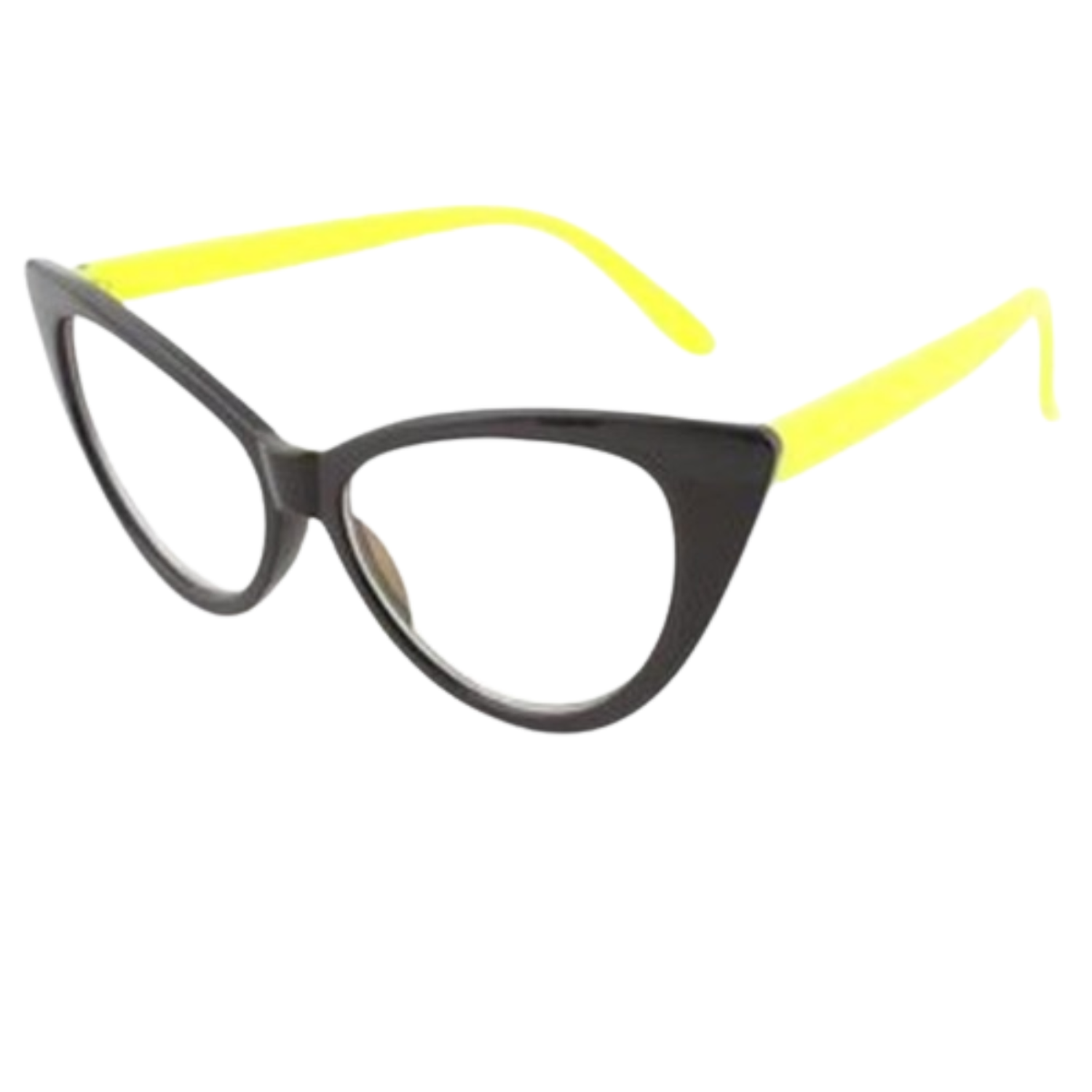 MONTURA DE LENTES O GAFAS CATEYE NEGRO CON PATAS AMARILLAS TAMAÑO TALLA ÚNICA - 1