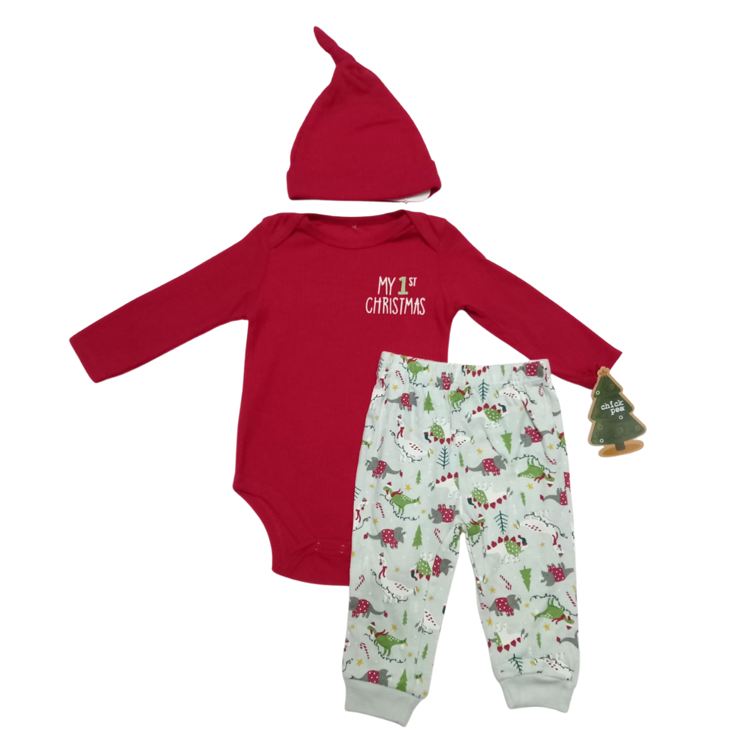 PACKX3 BODYSUIT BUZO Y GORRO MY FIRST CHRISTMAS PARA BEBE - ROJO TAMAÑO 3-6 MESES - 1