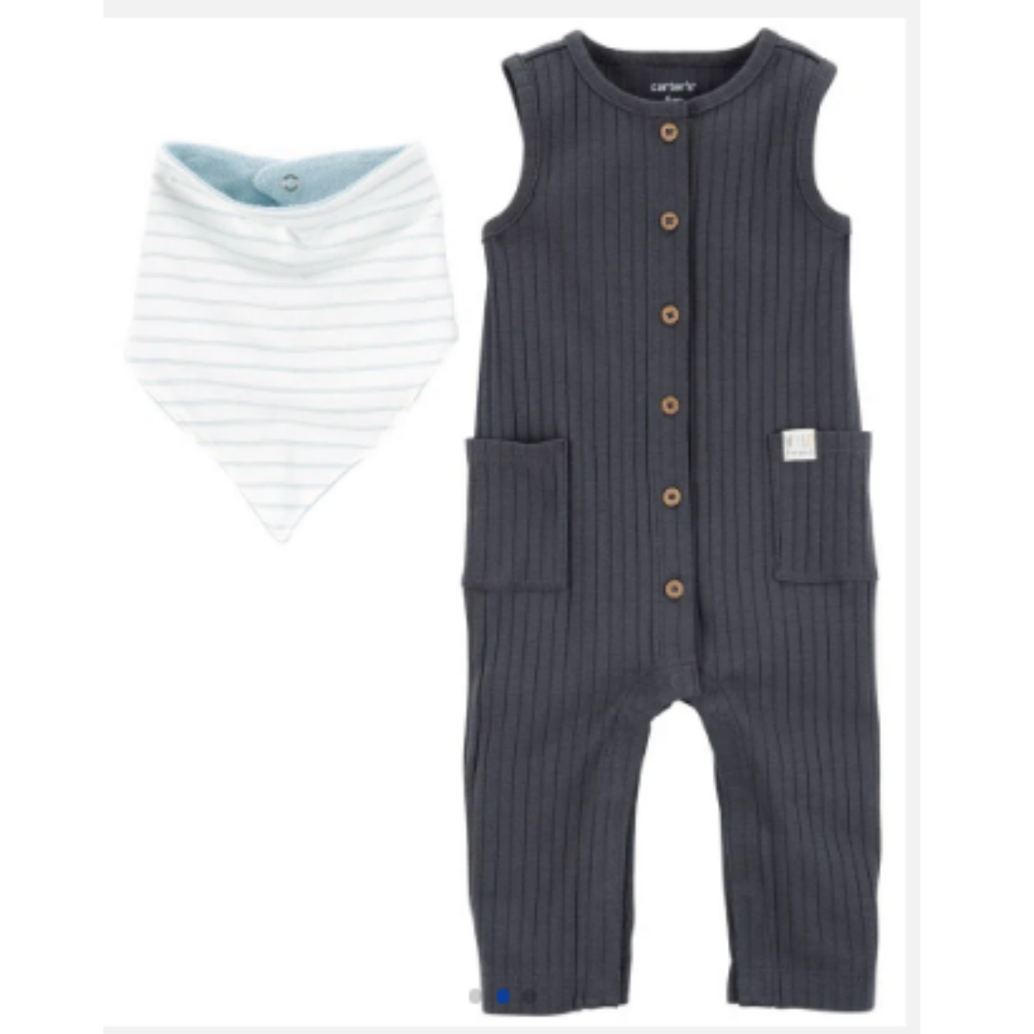 BODYSUIT O BEBECRECE CARTER'S CON BABERO PARA NIÑO - PLOMO TAMAÑO 0-3 MESES - 2