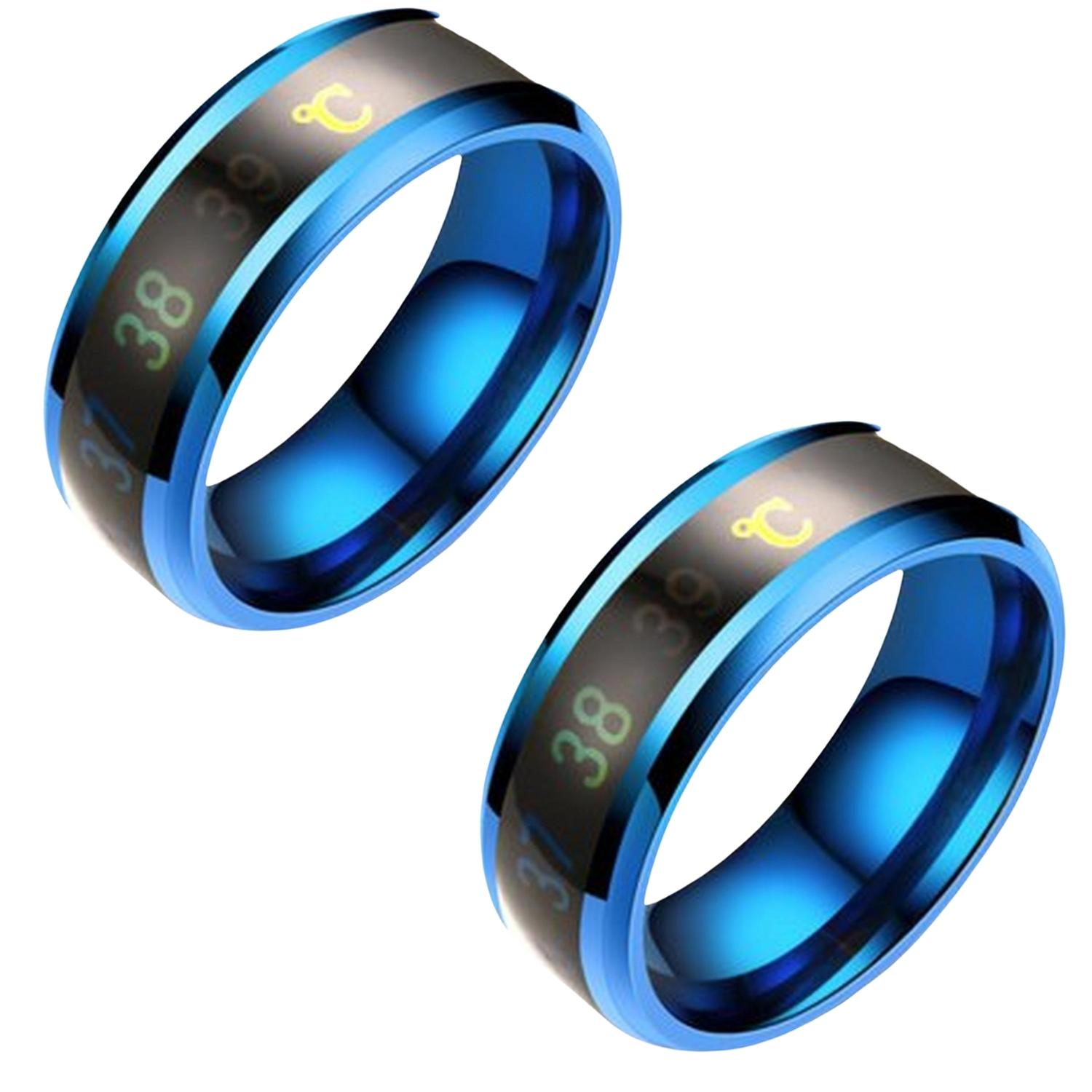 PACKX2 ANILLO INTELIGENTE DE ACERO CON SENSOR DE TEMPERATURA UNISEX AZUL - 1