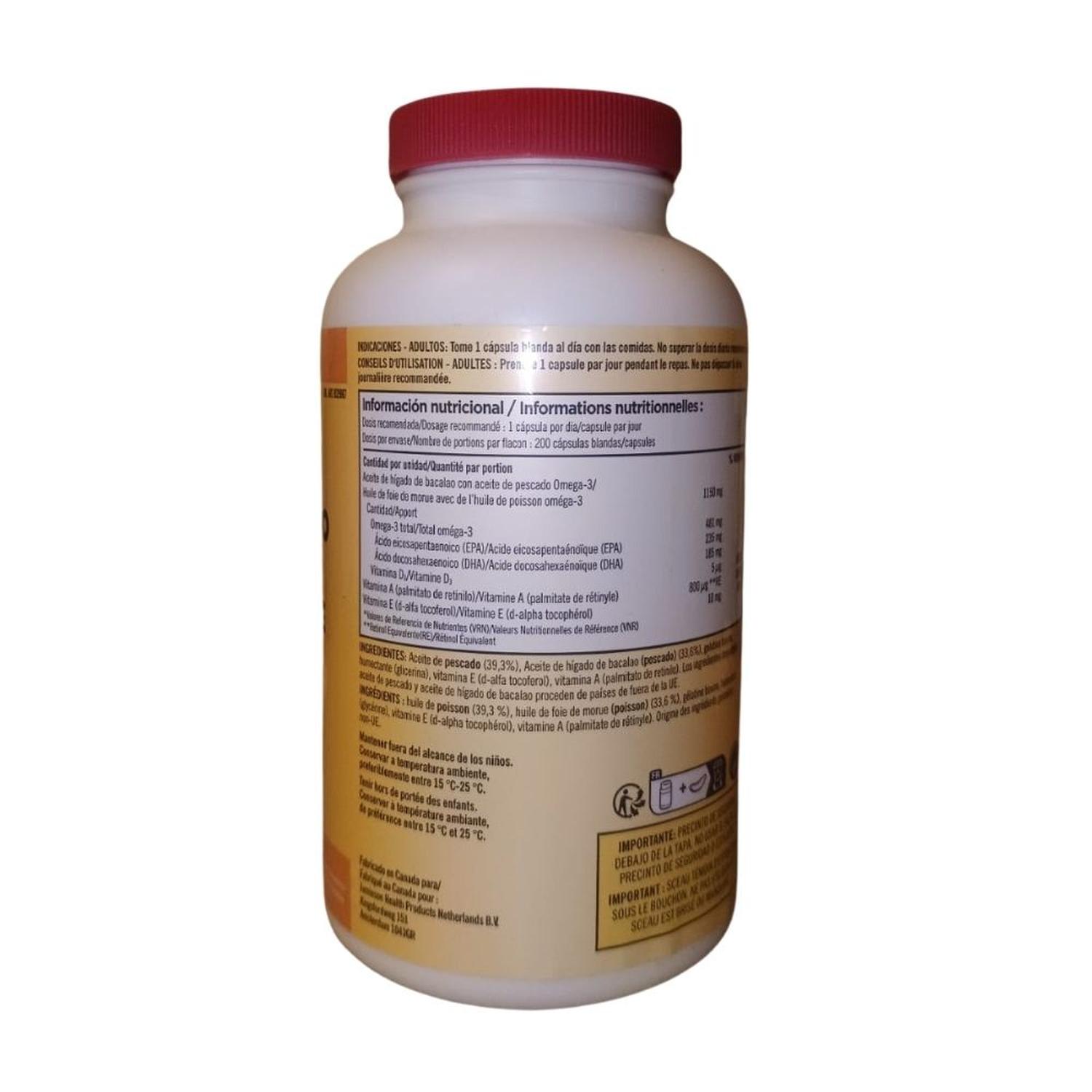 COMPLEJO DE ACEITE DE HÍGADO DE BACALAO KIRKLAND CON EPAY DHA AÑADIDO - 200 CAPSULAS BLANCO TAMAÑO TALLA UNICA - 2