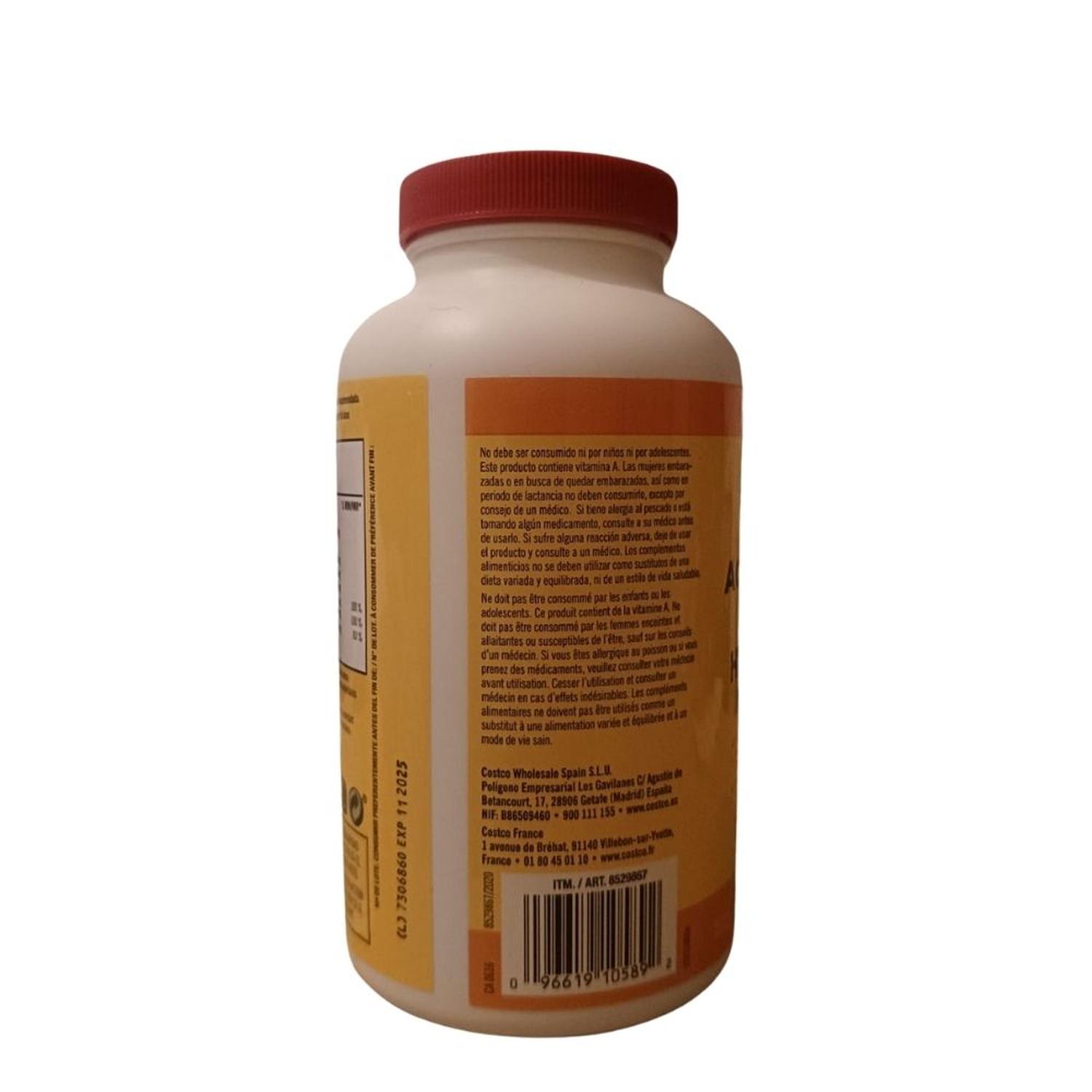 COMPLEJO DE ACEITE DE HÍGADO DE BACALAO KIRKLAND CON EPAY DHA AÑADIDO - 200 CAPSULAS BLANCO TAMAÑO TALLA UNICA - 3