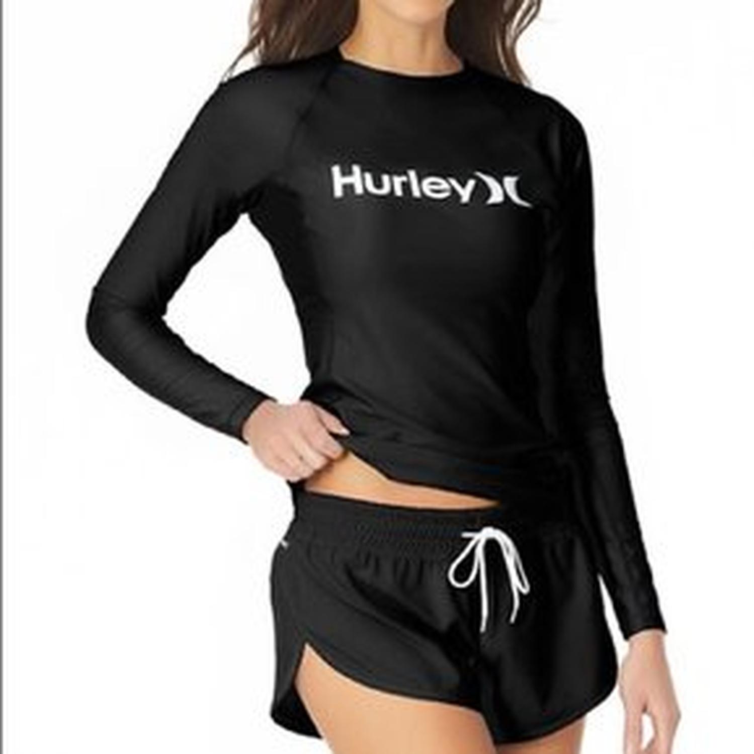 LICRA NEGRA RASHGUARD DE MANGA LARGA PARA MUJER HURLEY - 1