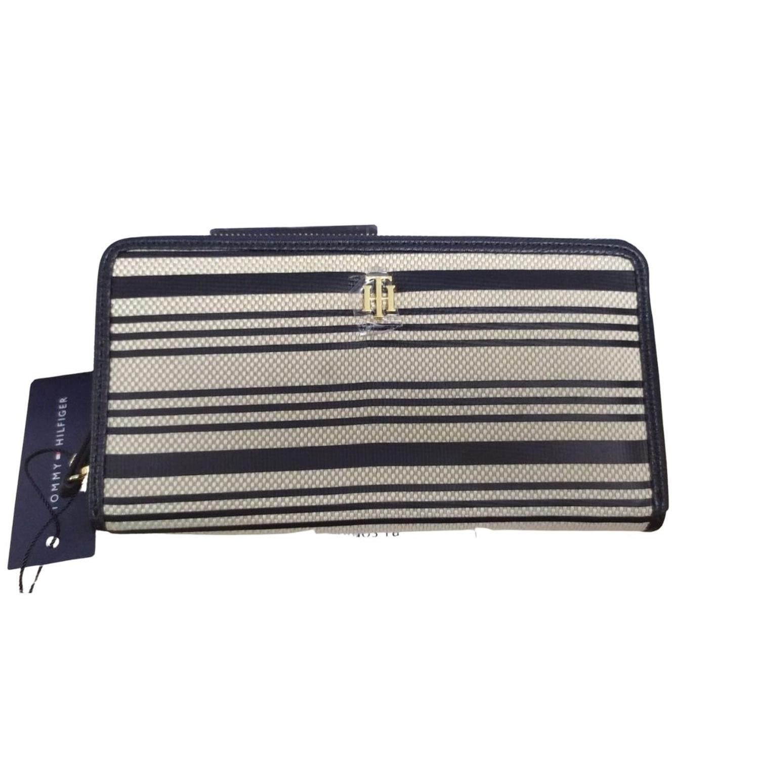 BILLETERA TOMMY HILFIGER GRANDE CON CIERRE - NEGRO Y BEIGE TAMAÑO TALLA ÚNICA - 1
