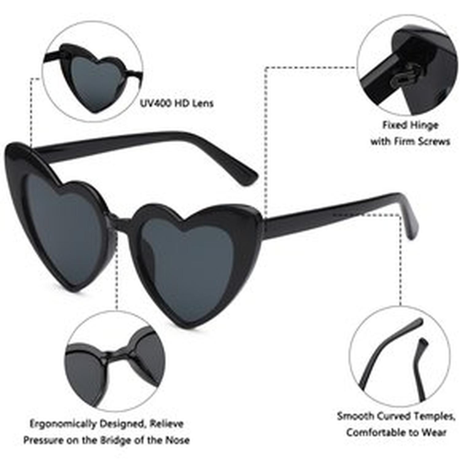 LENTES DE SOL CORAZON ESTILO LOLITA NEGRO TAMAÑO TALLA ÚNICA - 4