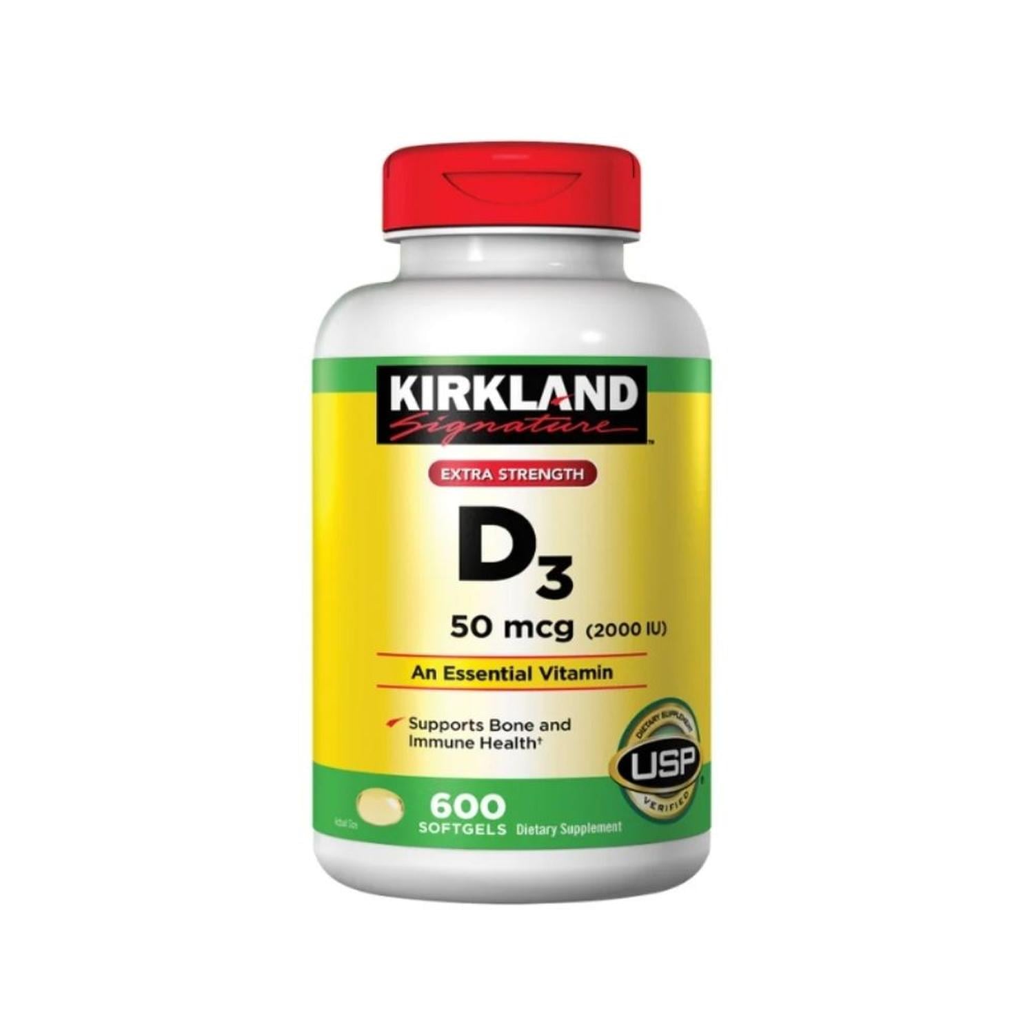 VITAMINA D3 50 MCG KIRKLAND - 600 SOFTGELS BLANCO TAMAÑO TALLA UNICA - 1