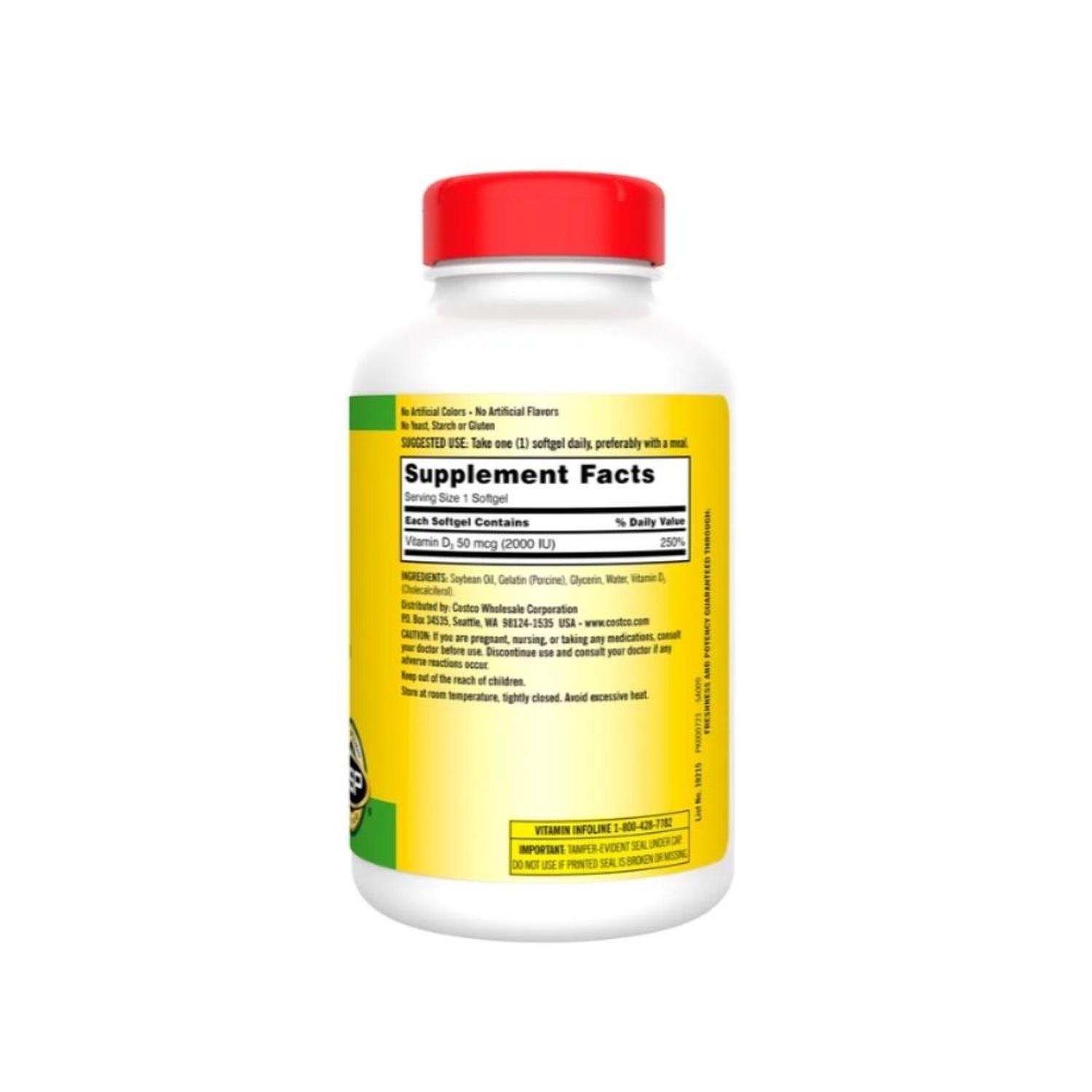 VITAMINA D3 50 MCG KIRKLAND - 600 SOFTGELS BLANCO TAMAÑO TALLA UNICA - 3