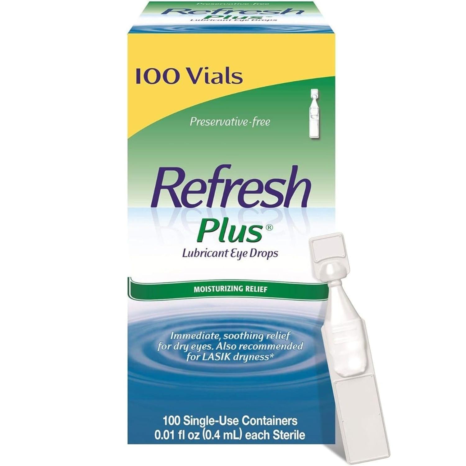 GOTAS LUBRICANTES PARA OJOS REFRESH PLUS - 100 ENVASES DE UN SOLO USO TAMAÑO TALLA ÚNICA - 1