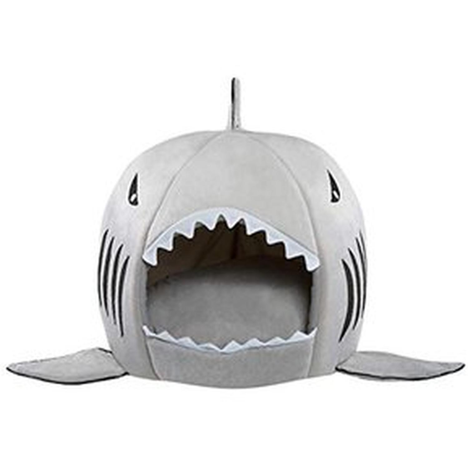 CAMA PARA MASCOTAS EN FORMA DE TIBURÓN GRIS - 1