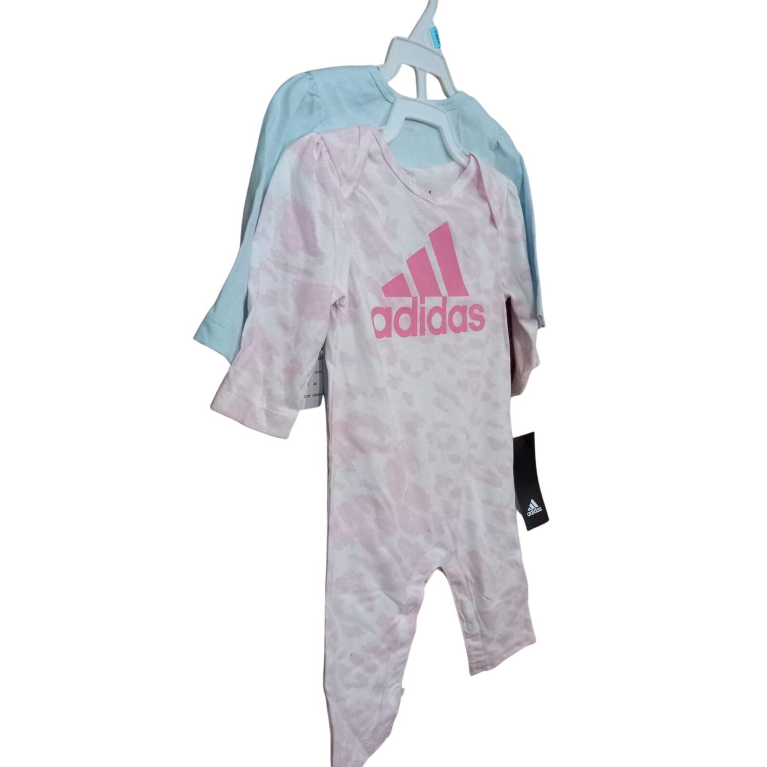PACKX2 BEBECRECE BODYSUIT ADIDAS MANGA LARGA - ROSA Y CELESTE 6 MESES - 3