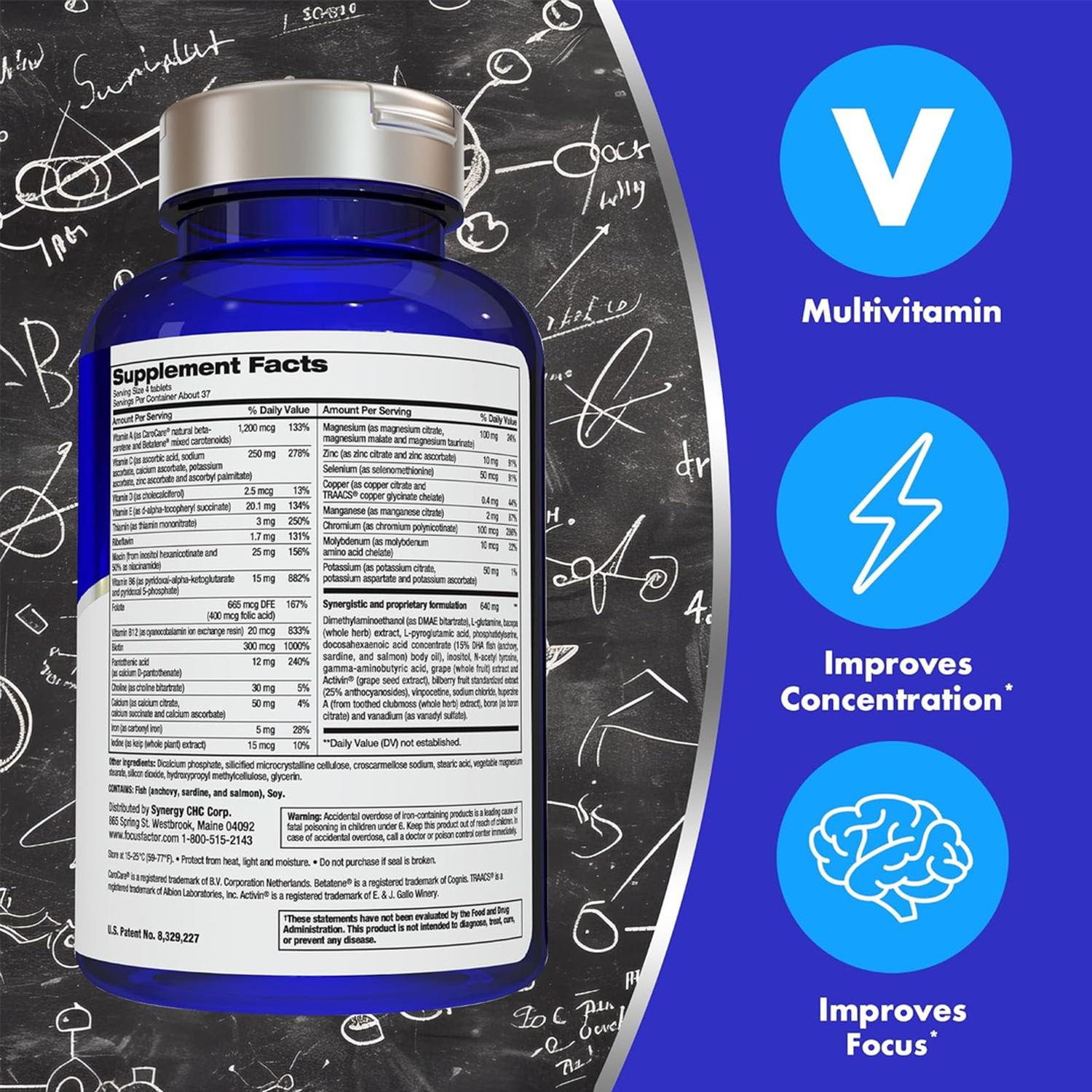 FOCUS FACTOR SUPLEMENTO PARA EL CEREBRO 180 TABLETAS AZUL TAMAÑO TALLA ÚNICA - 3