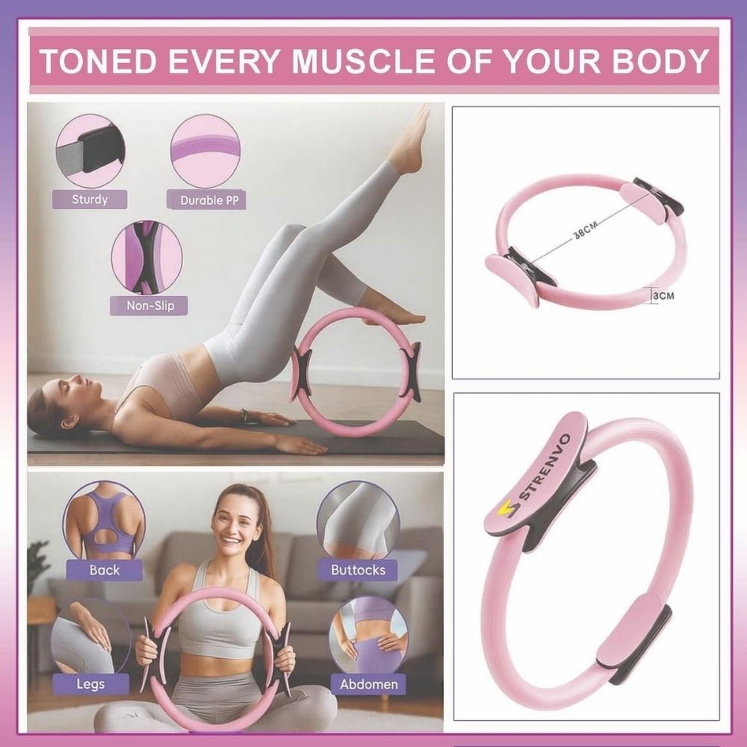 KIT DE FITNESS PARA YOGA Y PILATES 18 PIEZAS - ROSA - 3