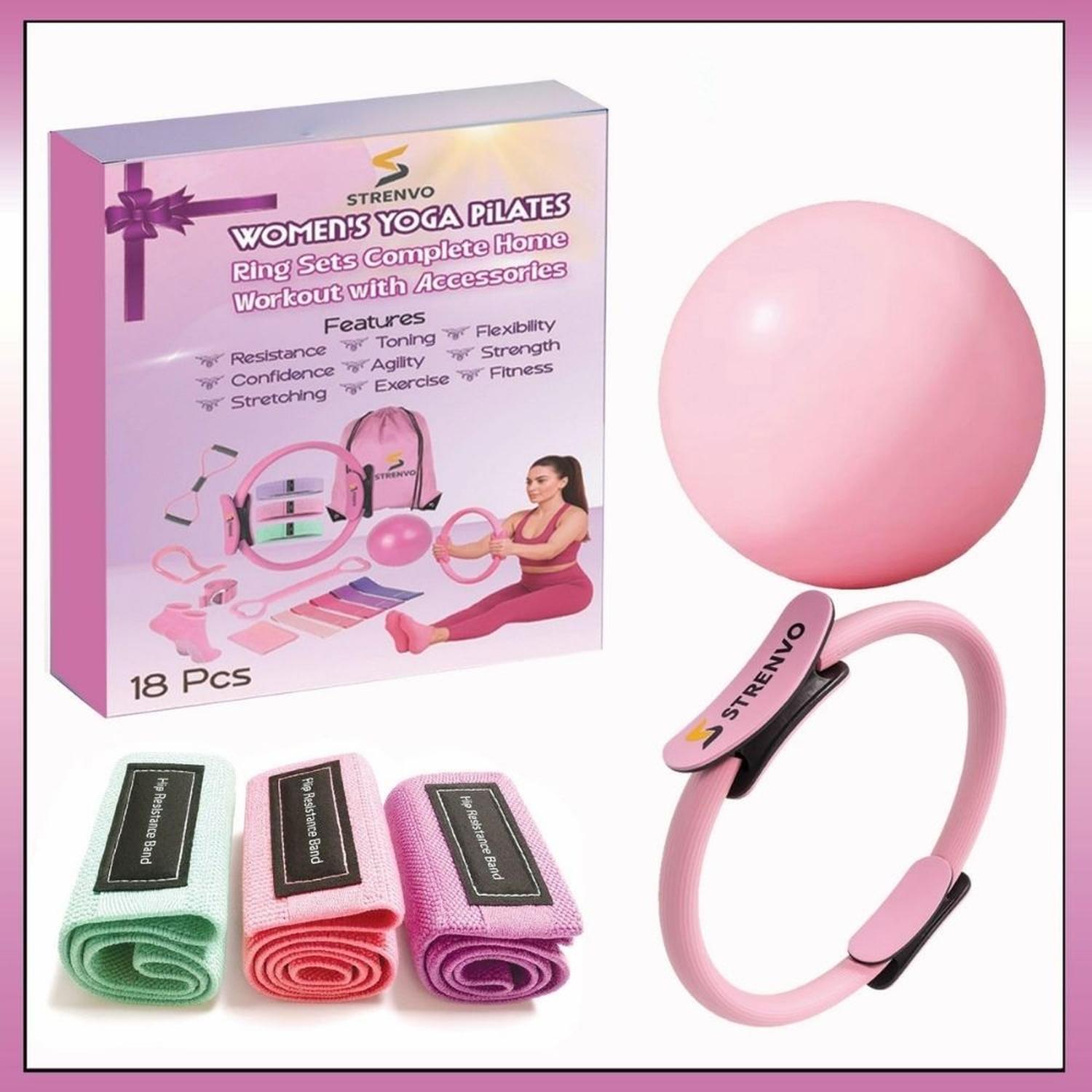 KIT DE FITNESS PARA YOGA Y PILATES 18 PIEZAS - ROSA - 6