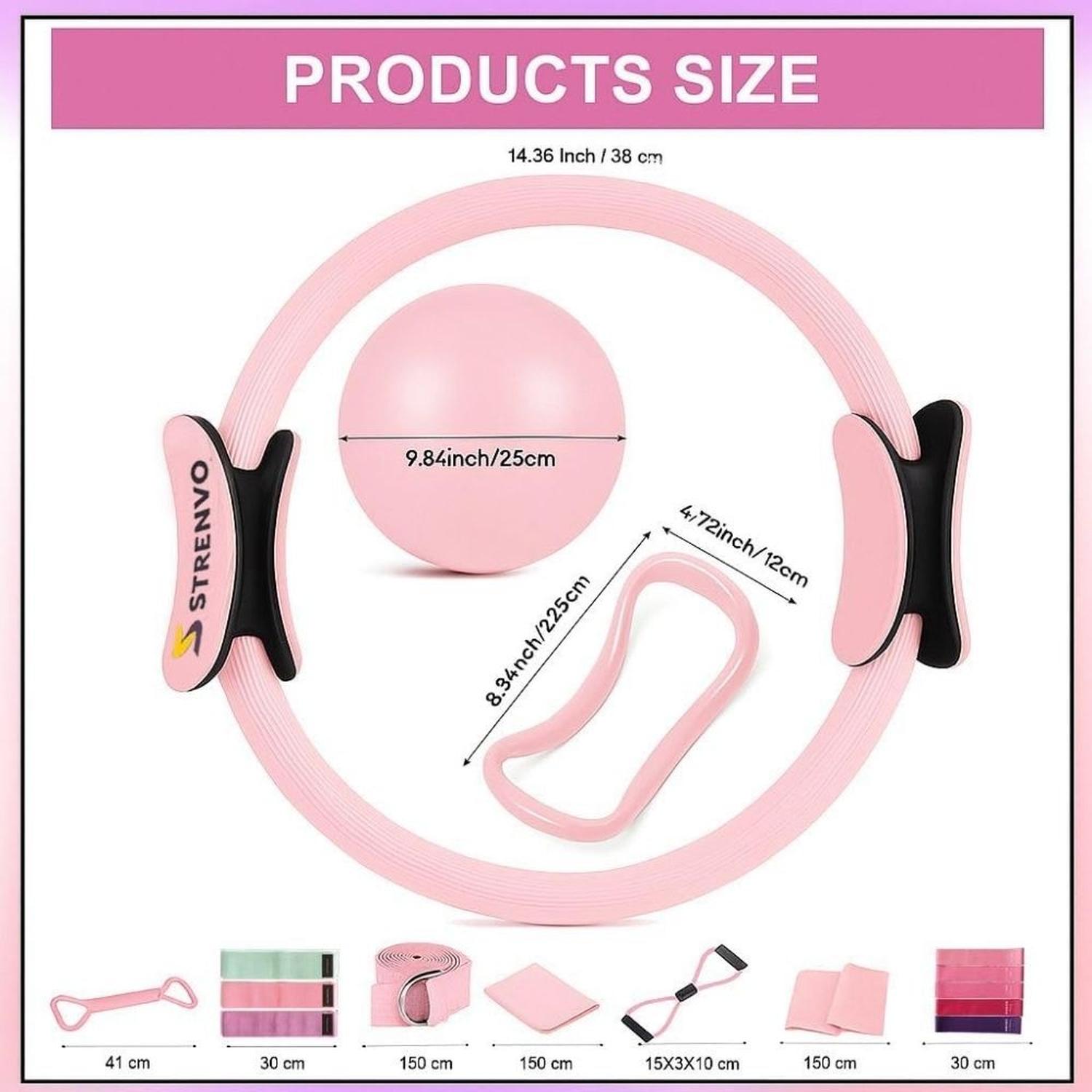 KIT DE FITNESS PARA YOGA Y PILATES 18 PIEZAS - ROSA - 8