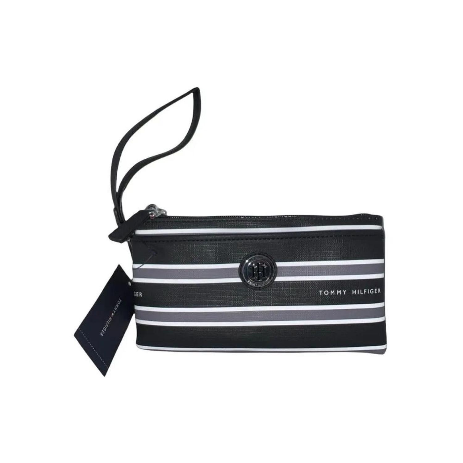 WRISLET O CARTERA DE MANO TOMMY HILFIGER STRIPES - NEGRO - 1