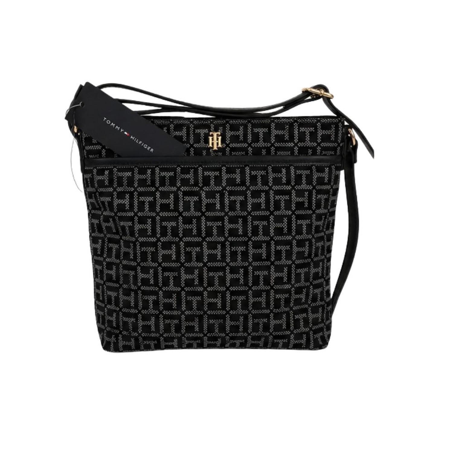 CARTERA CROSSBODY MESSENGER TOMMY HILFIGER CANVAS MONOGRAM – NEGRO - 1