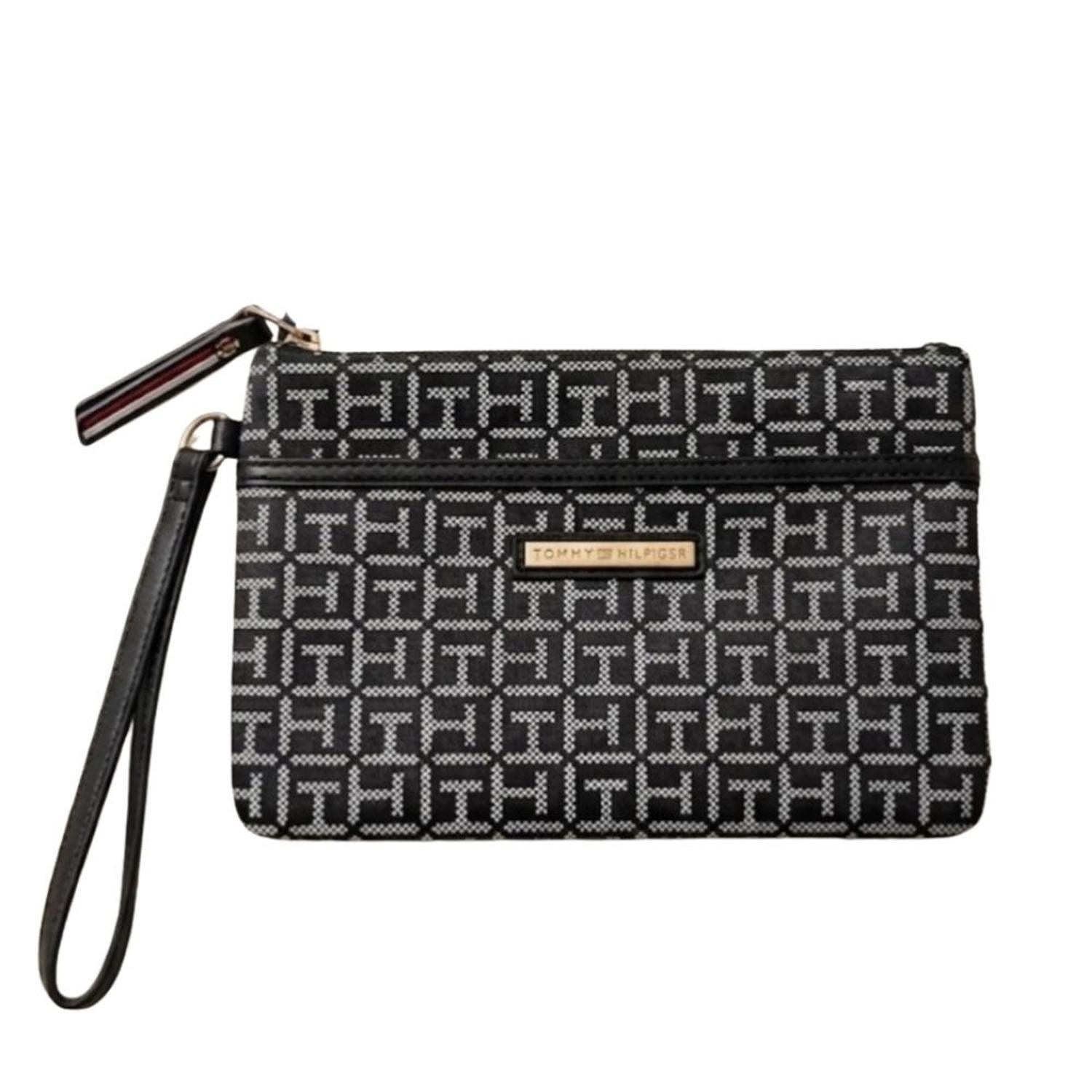 WRISLET O CARTERA DE MANO TOMMY HILFIGER MONOGRAM - NEGRO - 1
