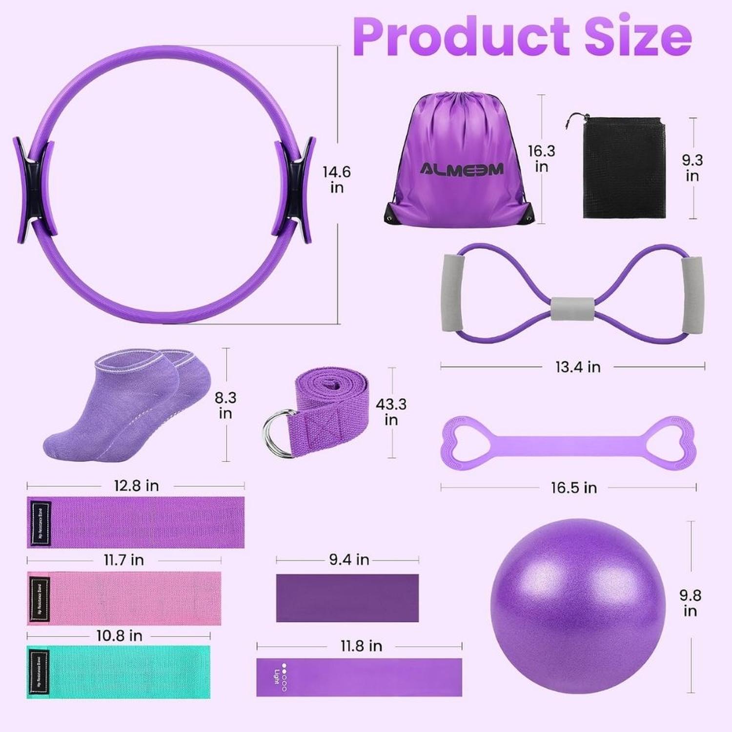 KIT DE FITNESS PARA YOGA Y PILATES 18 PIEZAS - MORADO - 2