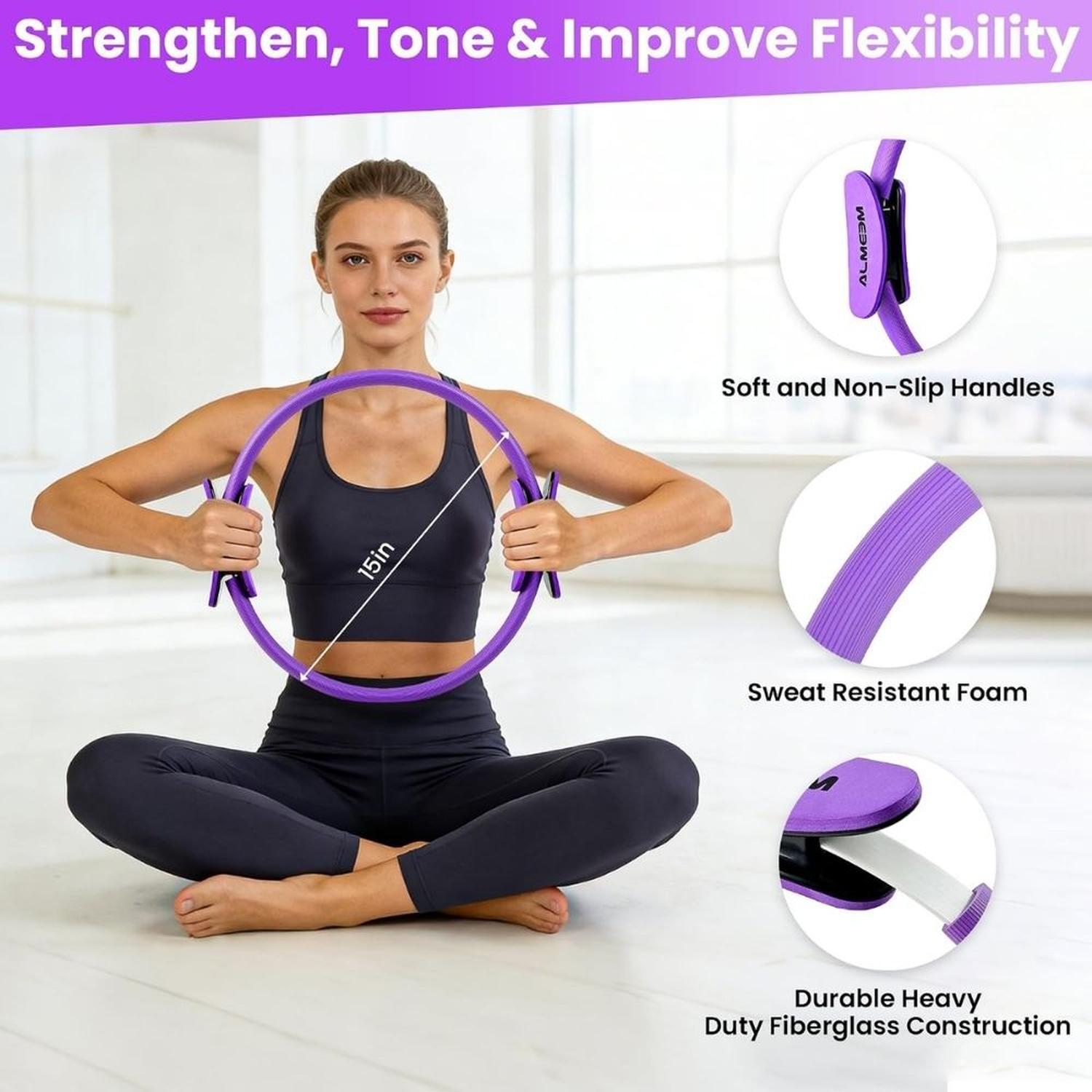 KIT DE FITNESS PARA YOGA Y PILATES 18 PIEZAS - MORADO - 3