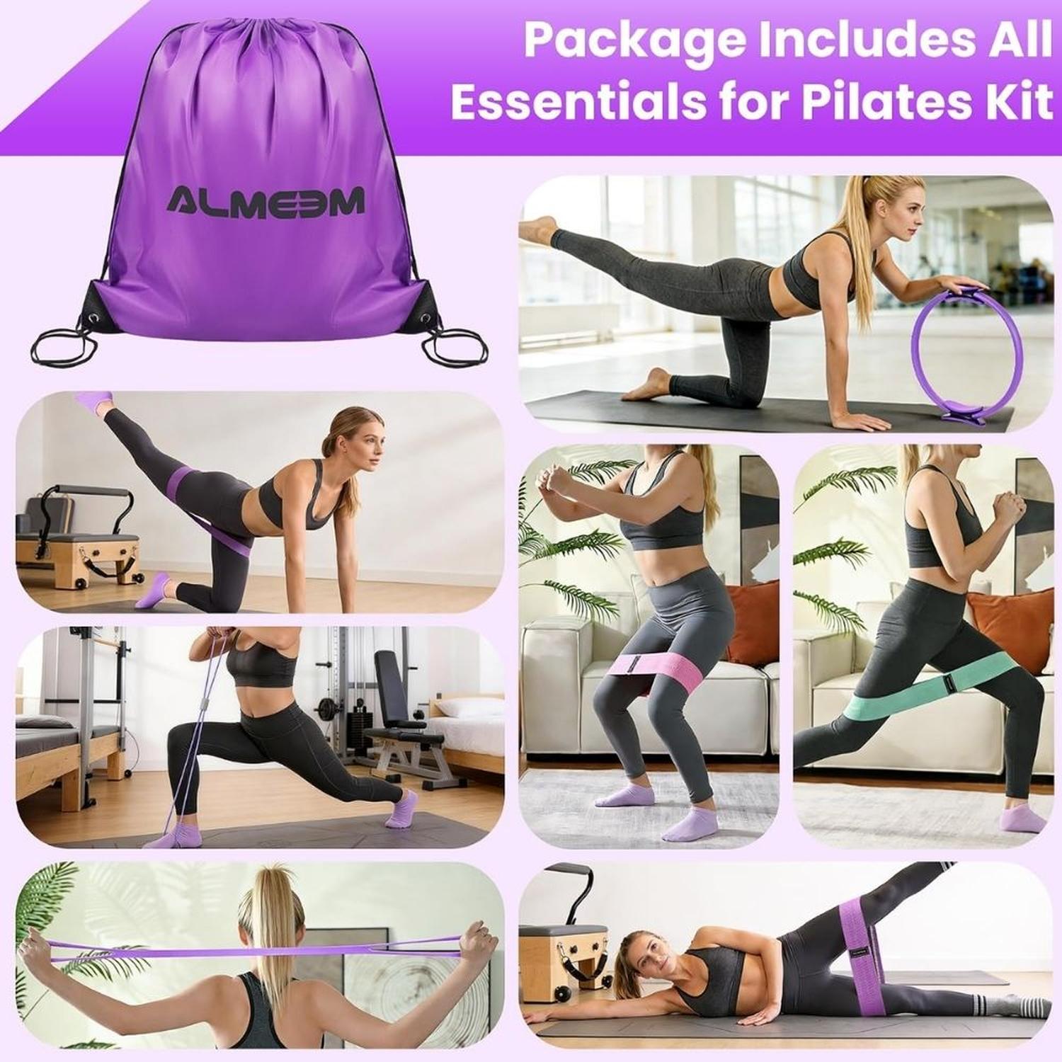 KIT DE FITNESS PARA YOGA Y PILATES 18 PIEZAS - MORADO - 7