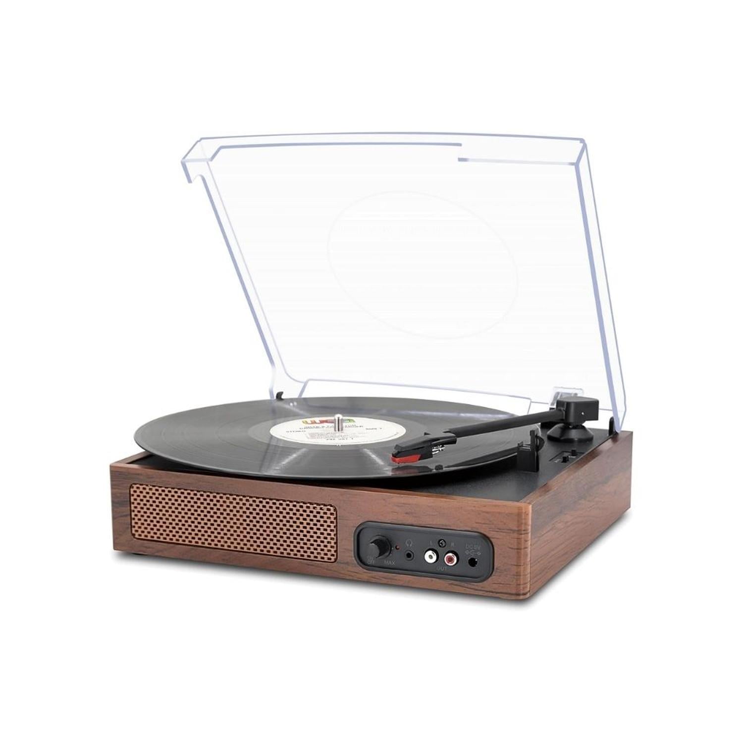 TOCADISCOS DE VINILO CON PLATO GIRATORIO DE TRANSMISIÓN POR CORREA Y 2 ALTAVOCES INTEGRADOS - 1