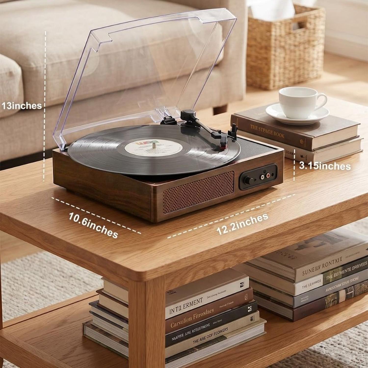 TOCADISCOS DE VINILO CON PLATO GIRATORIO DE TRANSMISIÓN POR CORREA Y 2 ALTAVOCES INTEGRADOS - 5