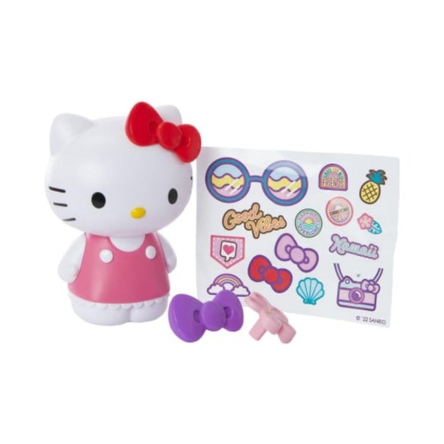 FIGURA DE HELLO KITTY CON MOÑOS INTERCAMBIABLES Y STICKERS - 3