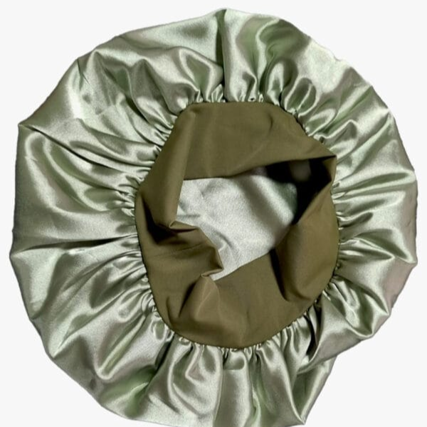 GORRO DE SATÍN ANTIFRIZZ - PARA DORMIR Y CUIDAR DEFINICIÓN VERDE SALVIA - 1